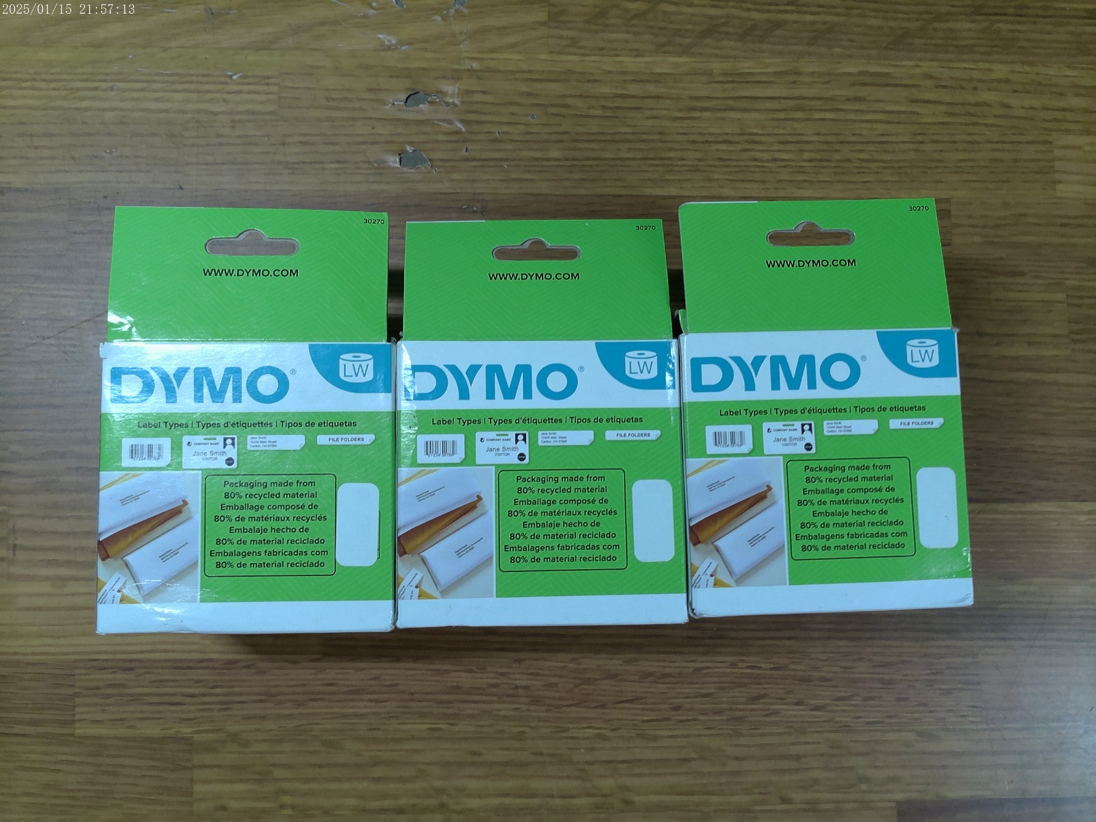3 DYMO Label Writer 30270 White Continuous Paper Roll 2 1/4″ x 300′ 450 Turbo