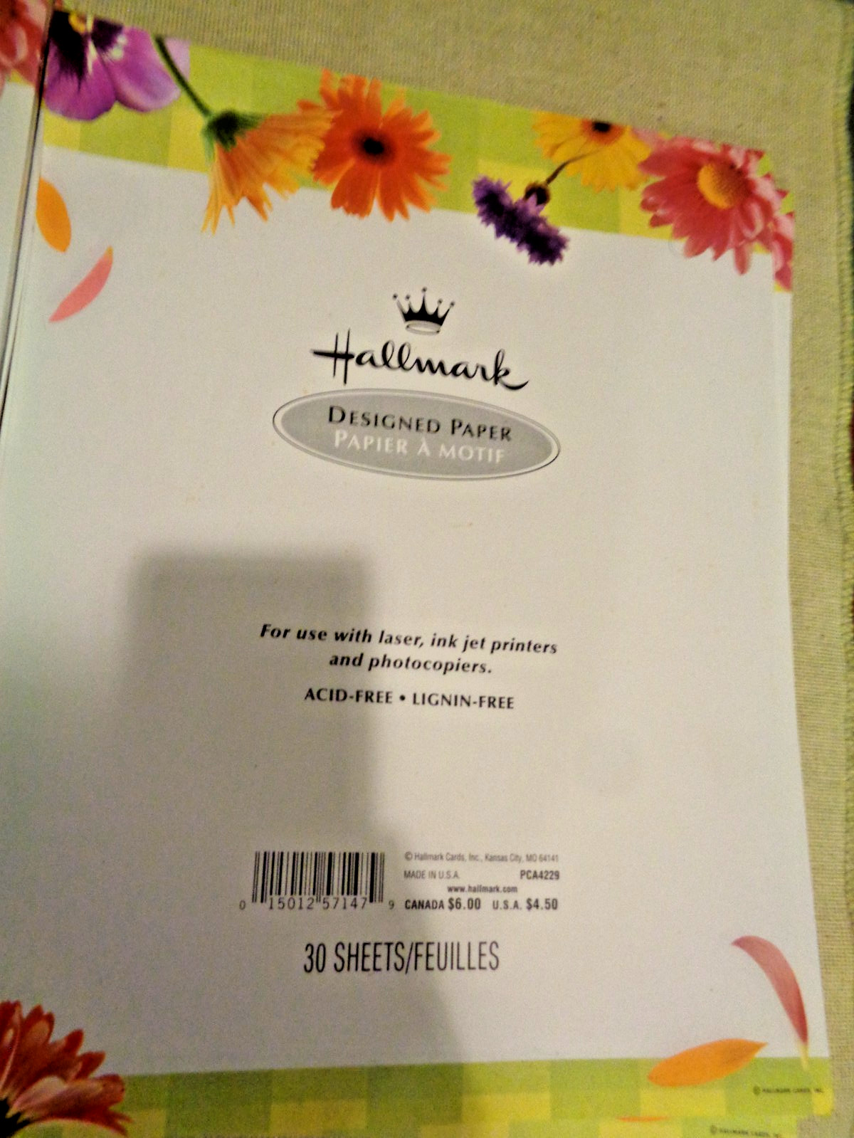 2 Pack of Hallmark Designed Paper for Ink Jet Printer Laser Photocopies Flowers