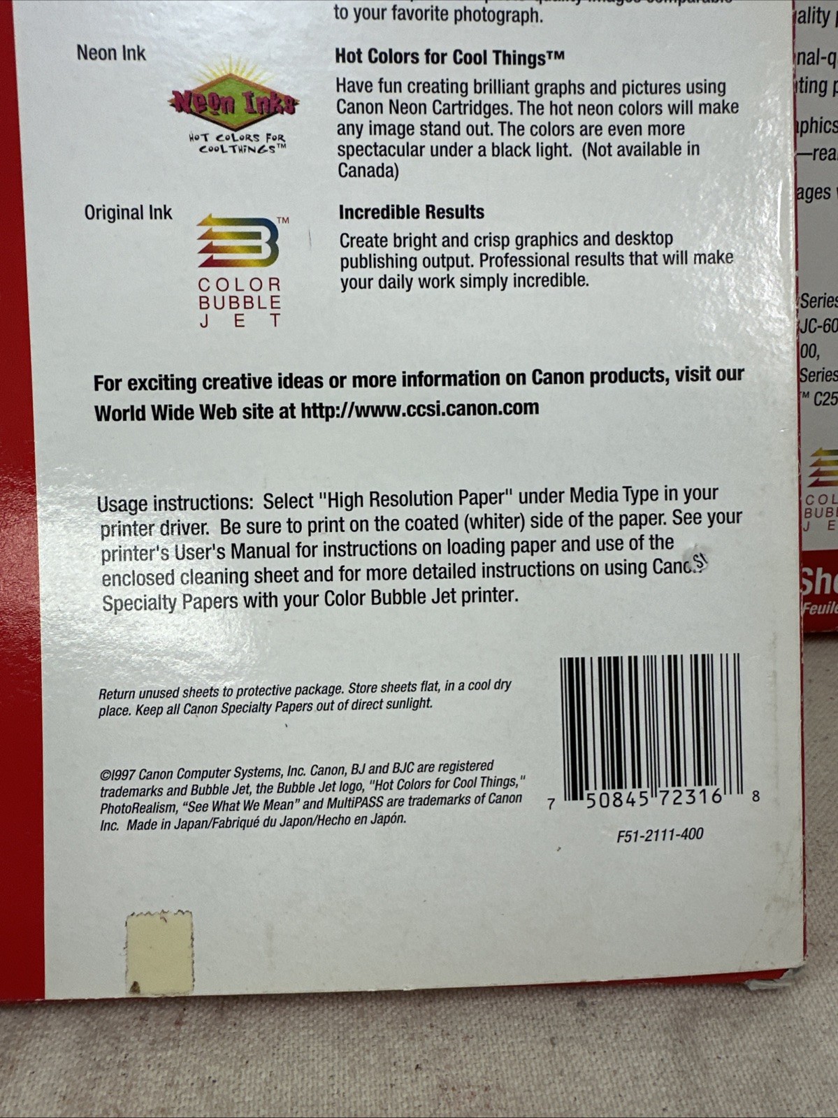 Two Pack New Canon HR-101 High Resolution Paper, 8-1/2 x 11, White, 100 Sheets