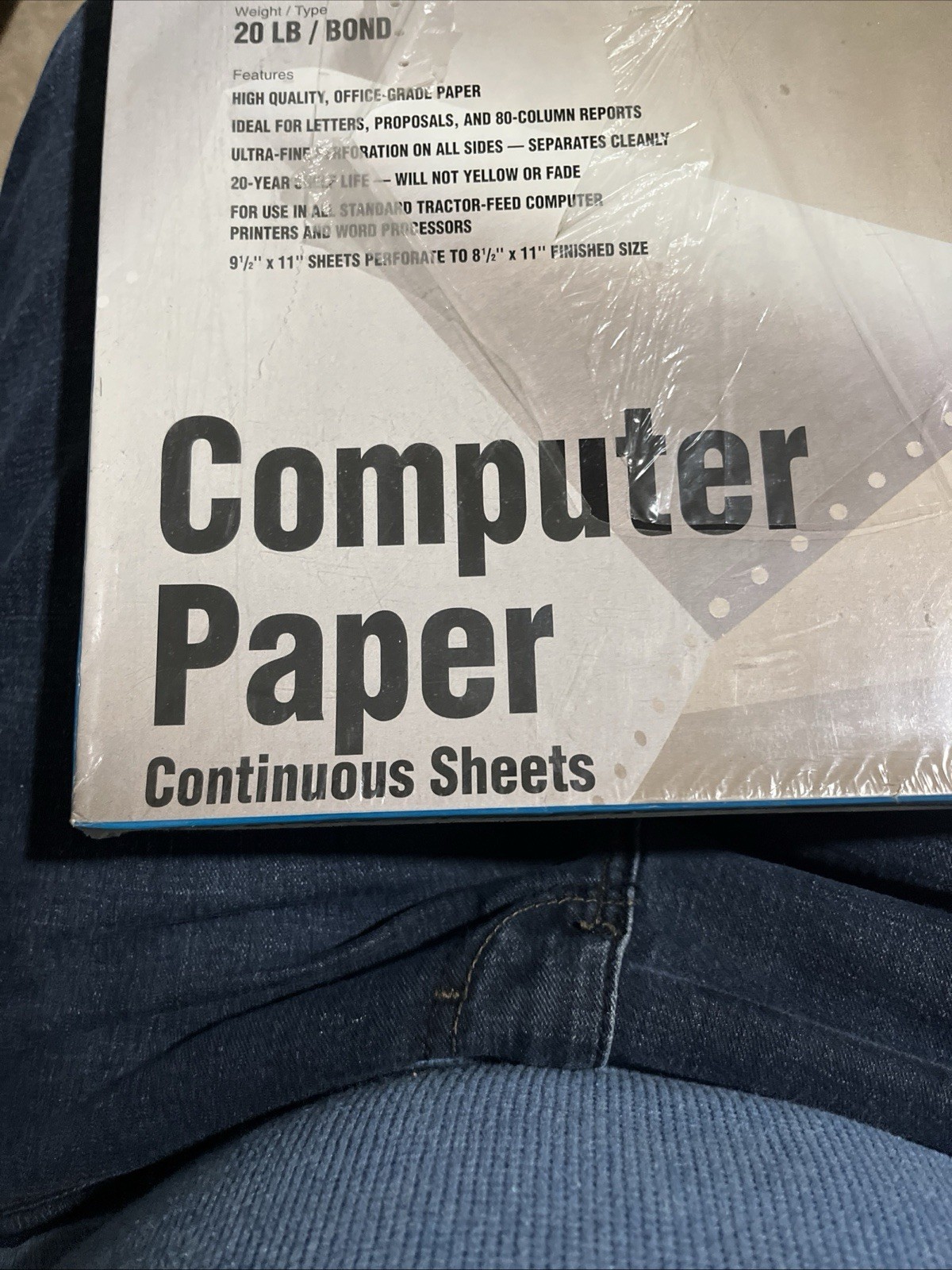 NIB XEROX Continuous Feed Computer Paper 20lb 8.5×11 margins removed 250 sheets