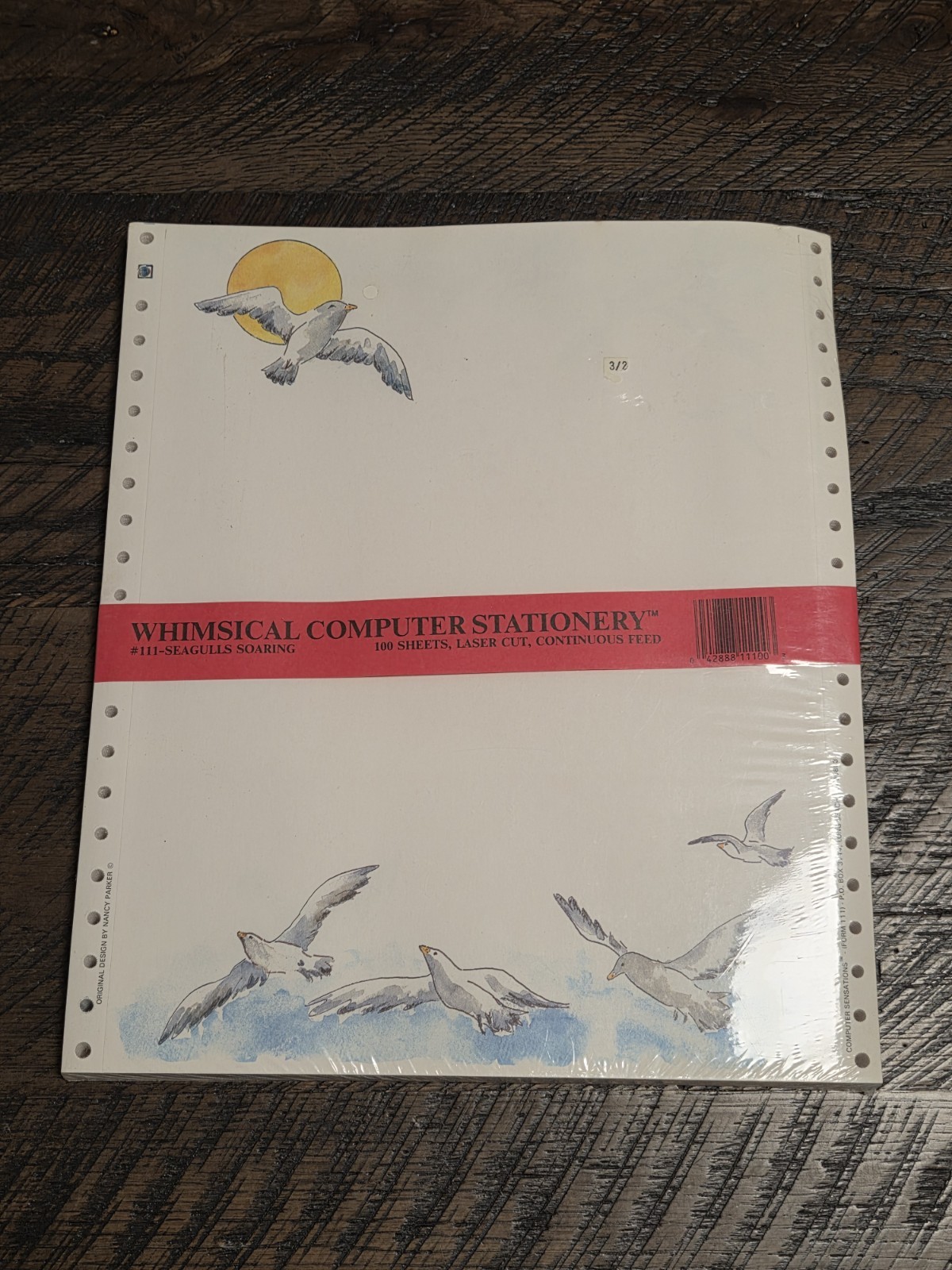 Seagulls Soaring Whimsical Computer Stationary 100 Sheets Laser Cut Pin Feed New