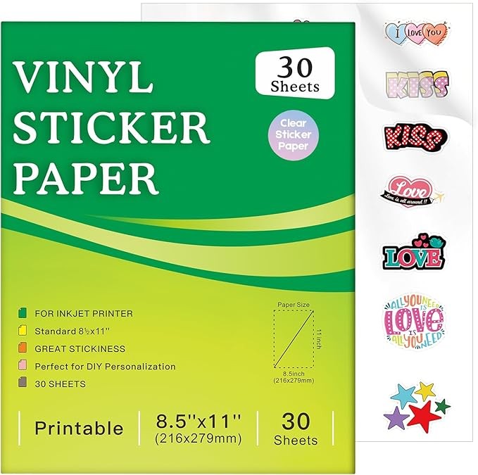 Clear Sticker Paper Waterproof 30 Sheets Aevdor