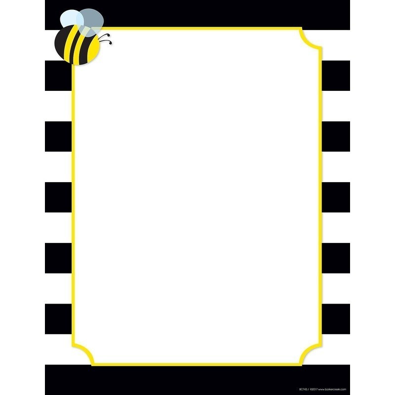Decorative Computer Paper Wide Stripes W/ Bee 50 Sheets Home Office Use