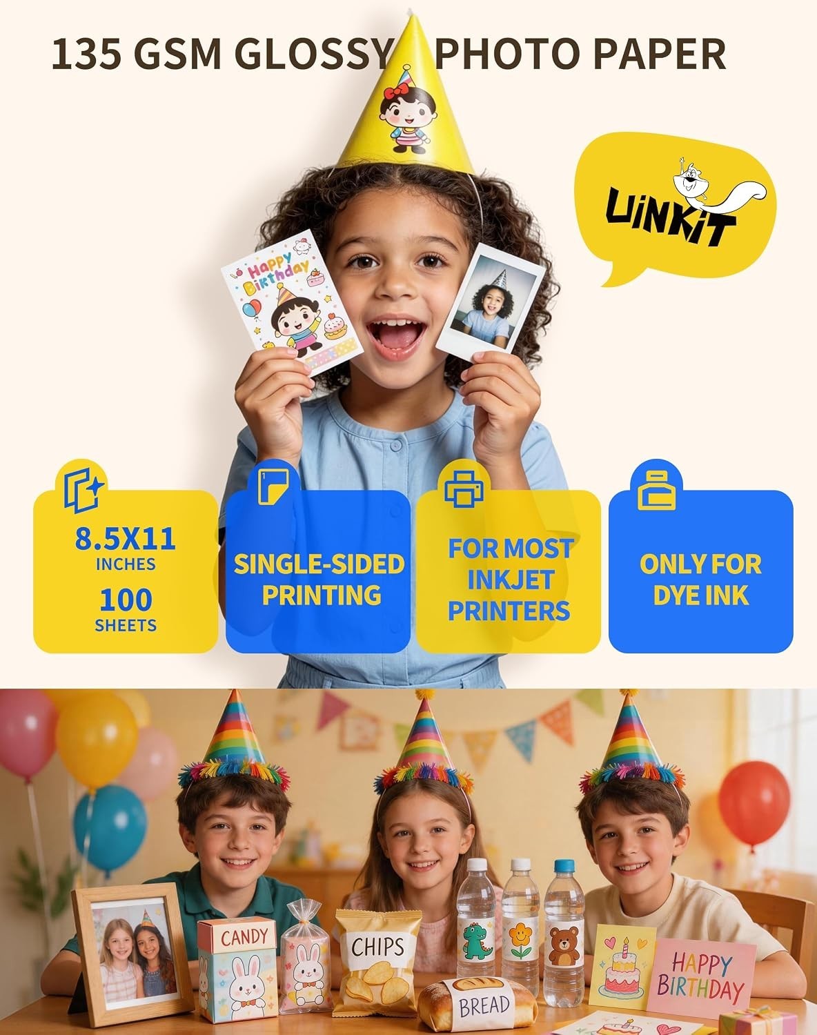 Thin Quick-Dry Glossy Paper for Inkjet, 135gsm, Ideal for DIY & Custom Prints