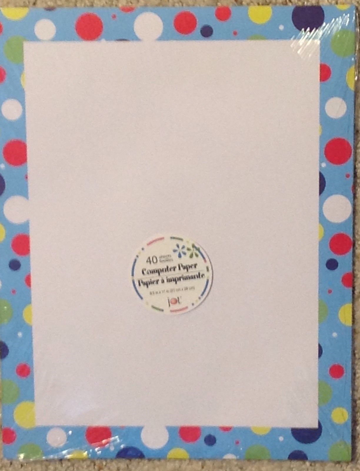 Computer Printer Paper Blue Bubble Dot Border 40 Sheets 8.5×11 Stationary