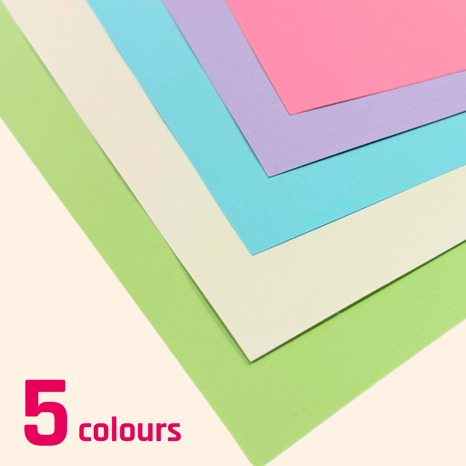 100 Sheets – A4 120gsm Clay Paper Colourful Coloured Paper 5 Colours