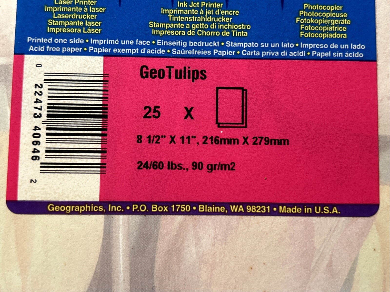 Geo graphics Geo Paper Tulips Flowers Printed Printer Vintage 1990s Sealed New