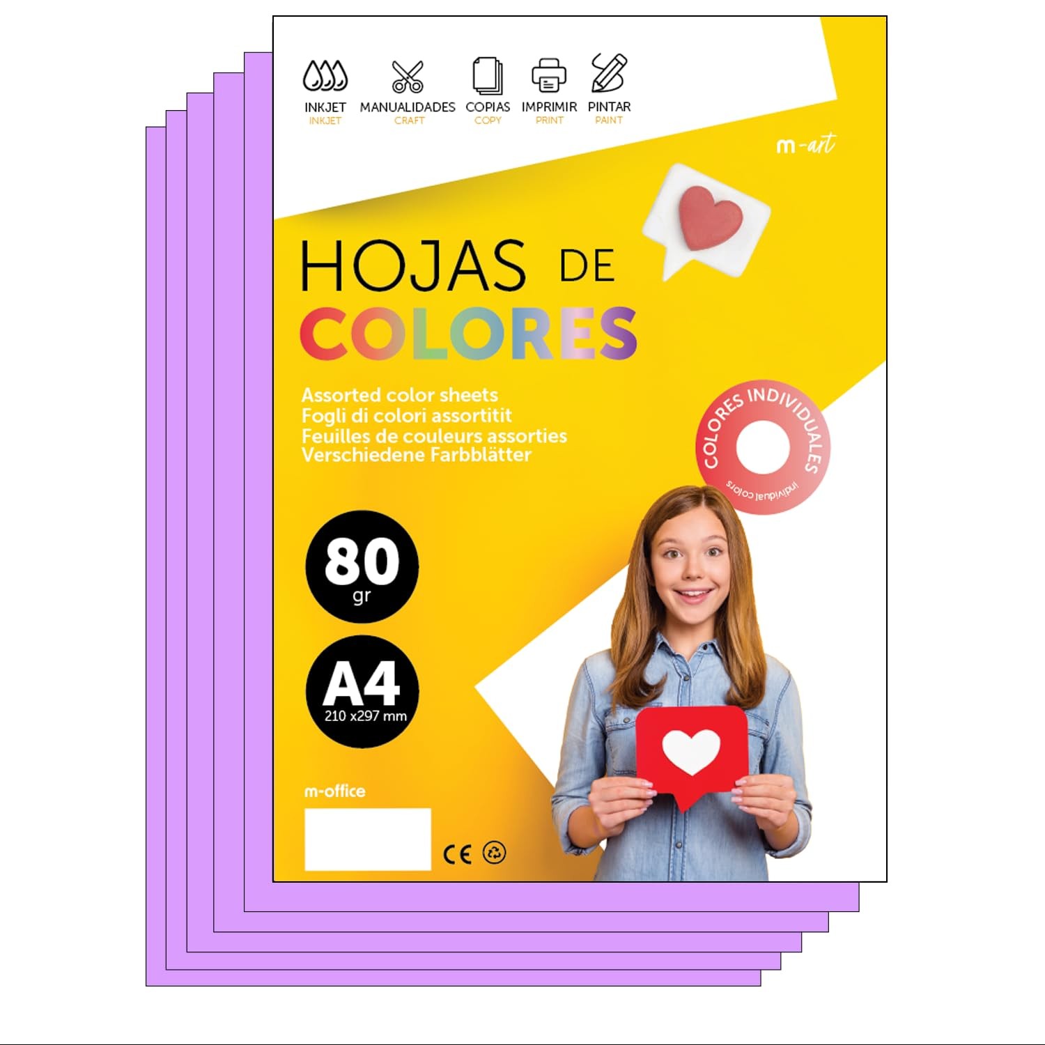 Colourful Paper A4 80g for Printers & Crafts, Coloured Sheets for Kids, Creat…