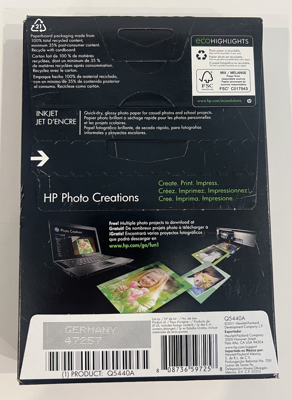 Photo Paper HP Advanced Lot 2 Glossy Q6638A 100 4×6 Sheets Per Pack