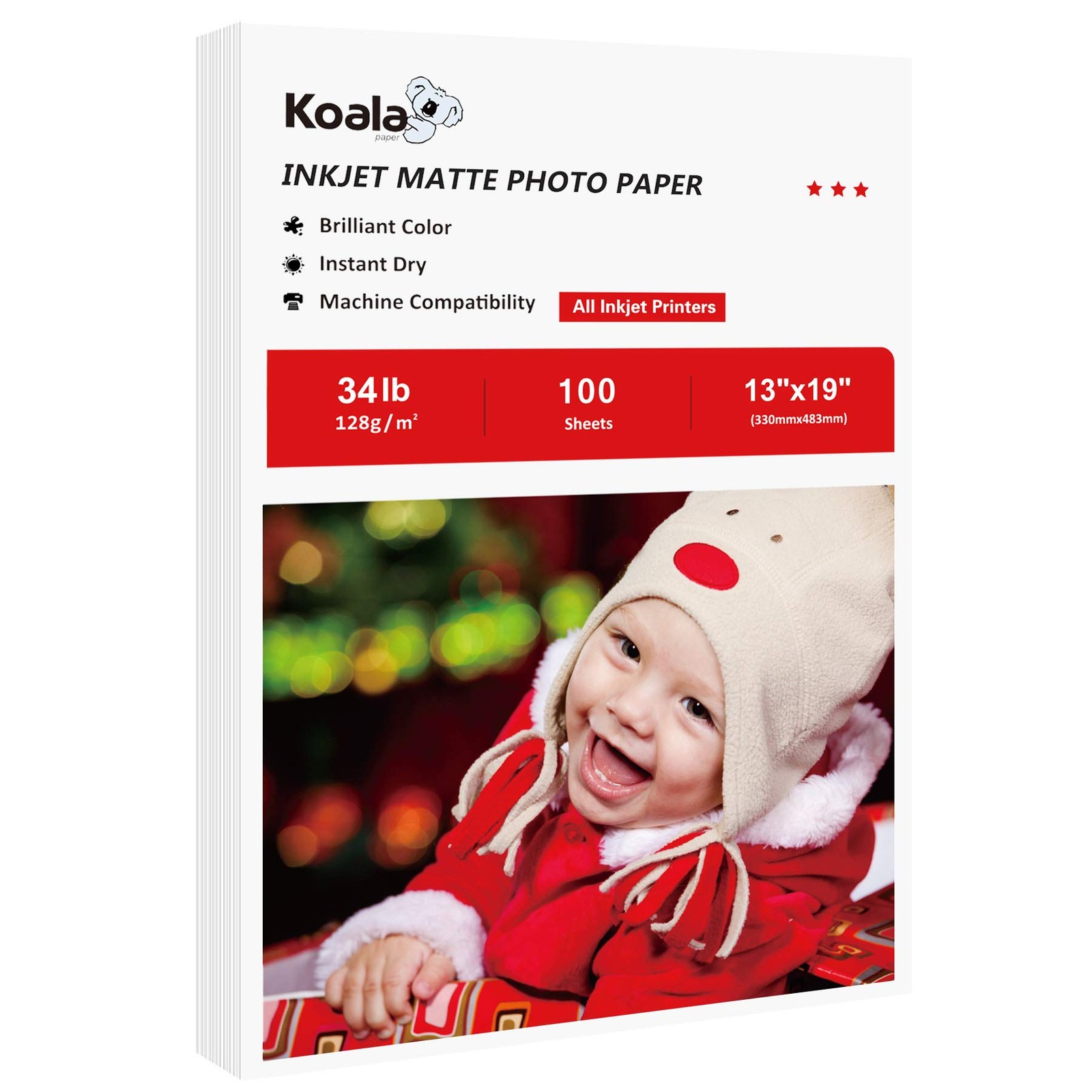 100 Sheets 13×19 Inches 6.5Mil Matte Thin Inkjet Paper for Photo Printing