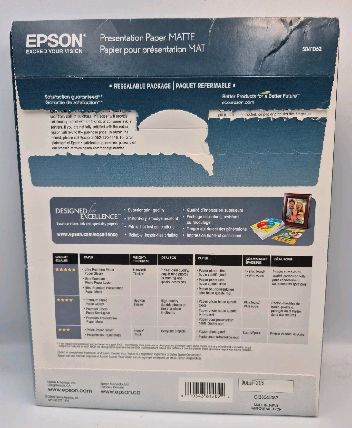 EPSON Presentation Paper MATTE Inkjet S041062