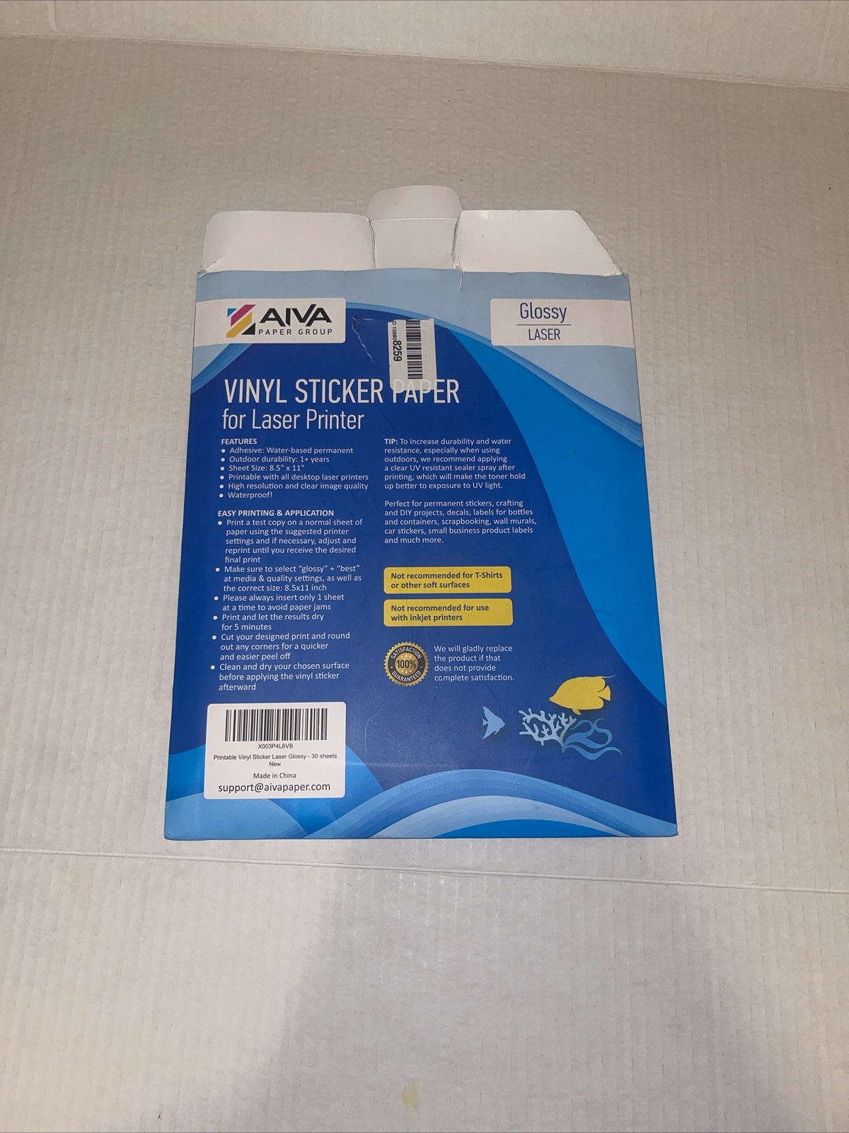 Vinyl Sticker Paper for Laser Printer 30 pack