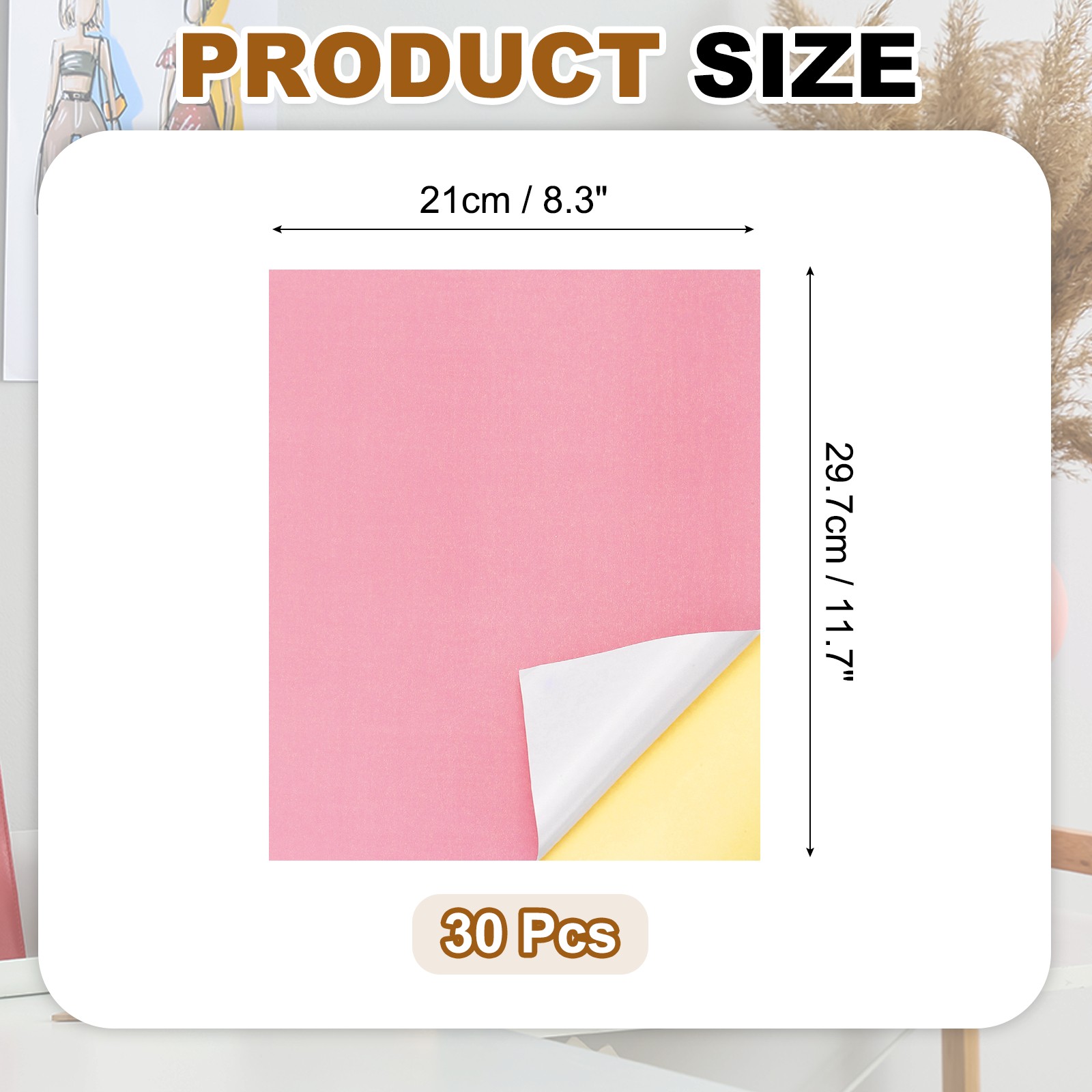 30 Sheets Printable Vinyl Sticker Paper for Inkjet Printer, Light Pink