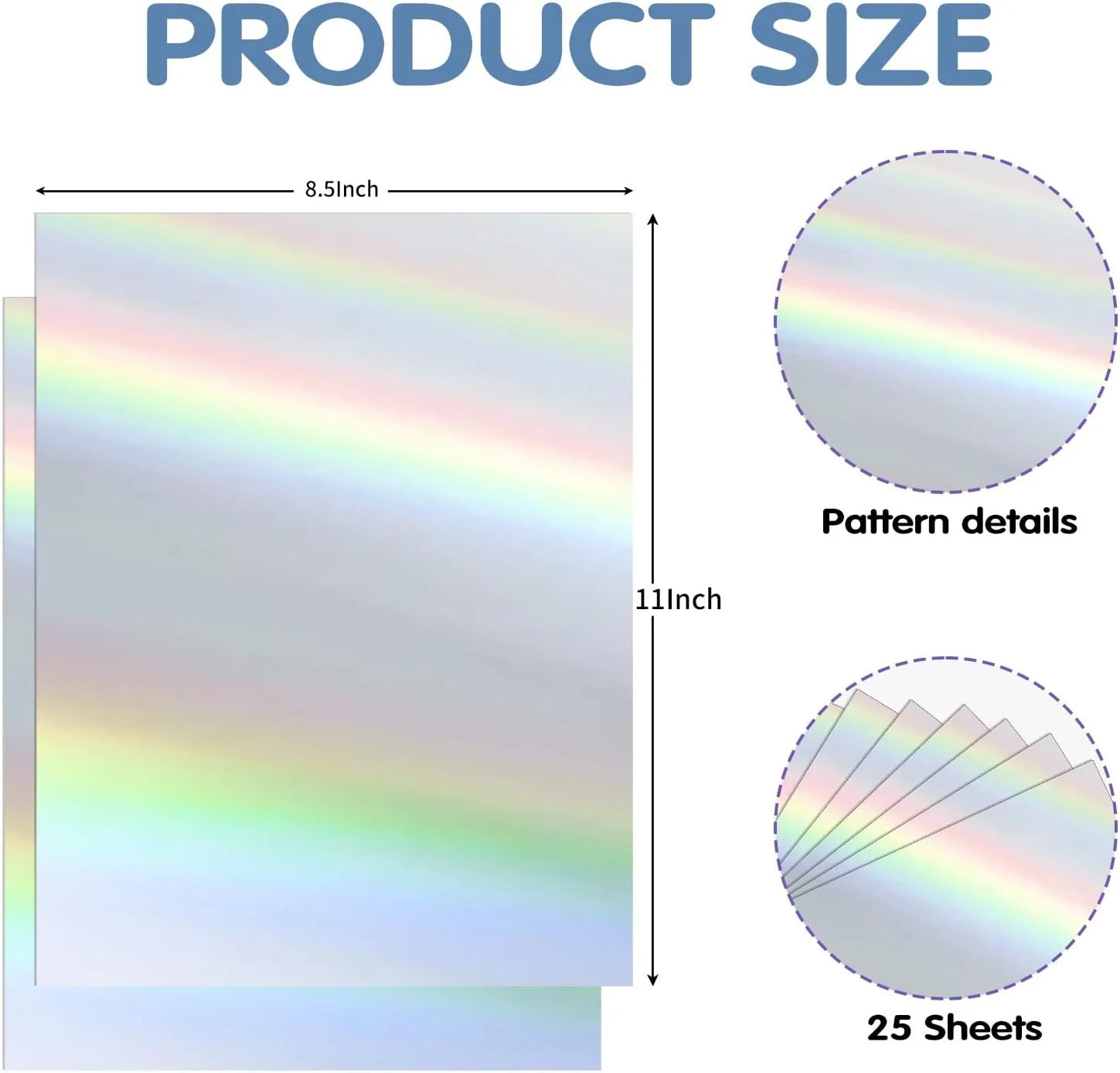 25 Sheets Holographic Sticker Paper 8.5×11 inch for Inkjet & Laser Printer, Prin