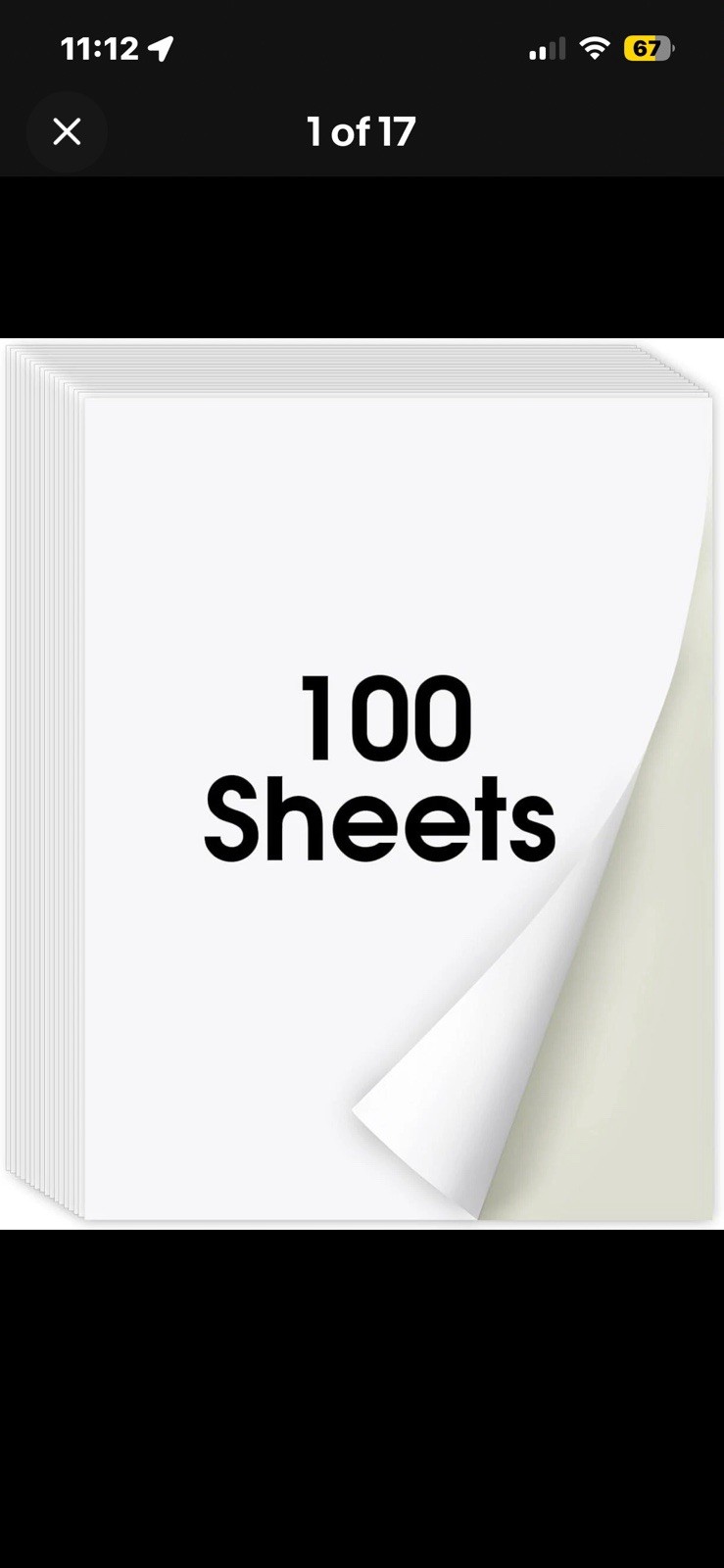 Koala Sticker Paper for Inkjet + Laser Printers 100 Full Sheets,Labels, Open Pak