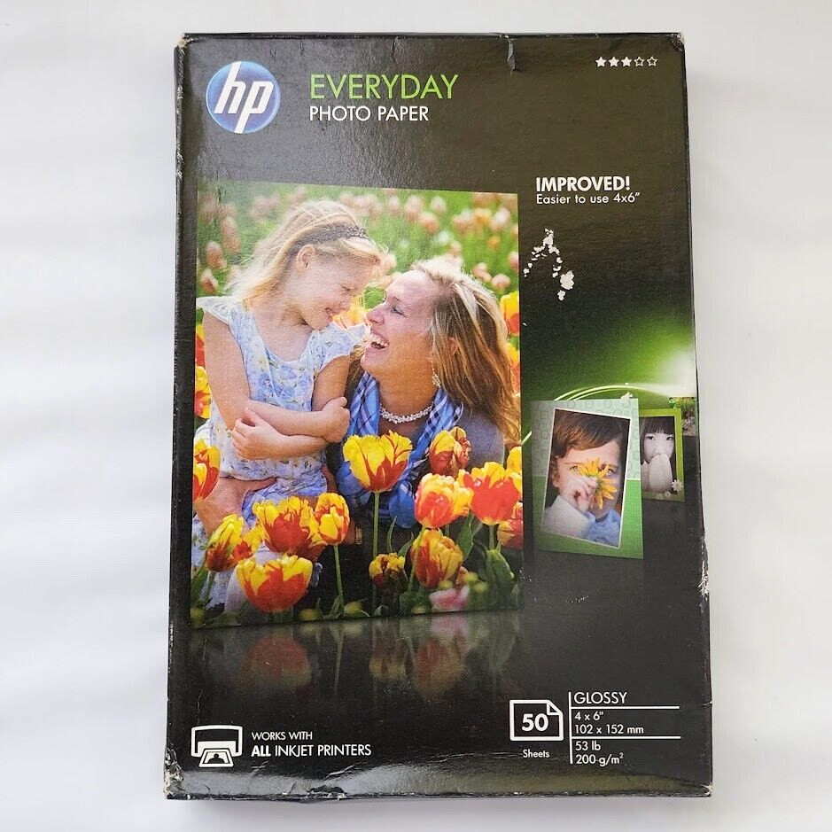 HP Everyday Photo Paper 4 x 6 Glossy 50 Sheets HP CR758A Works with All Inkjet