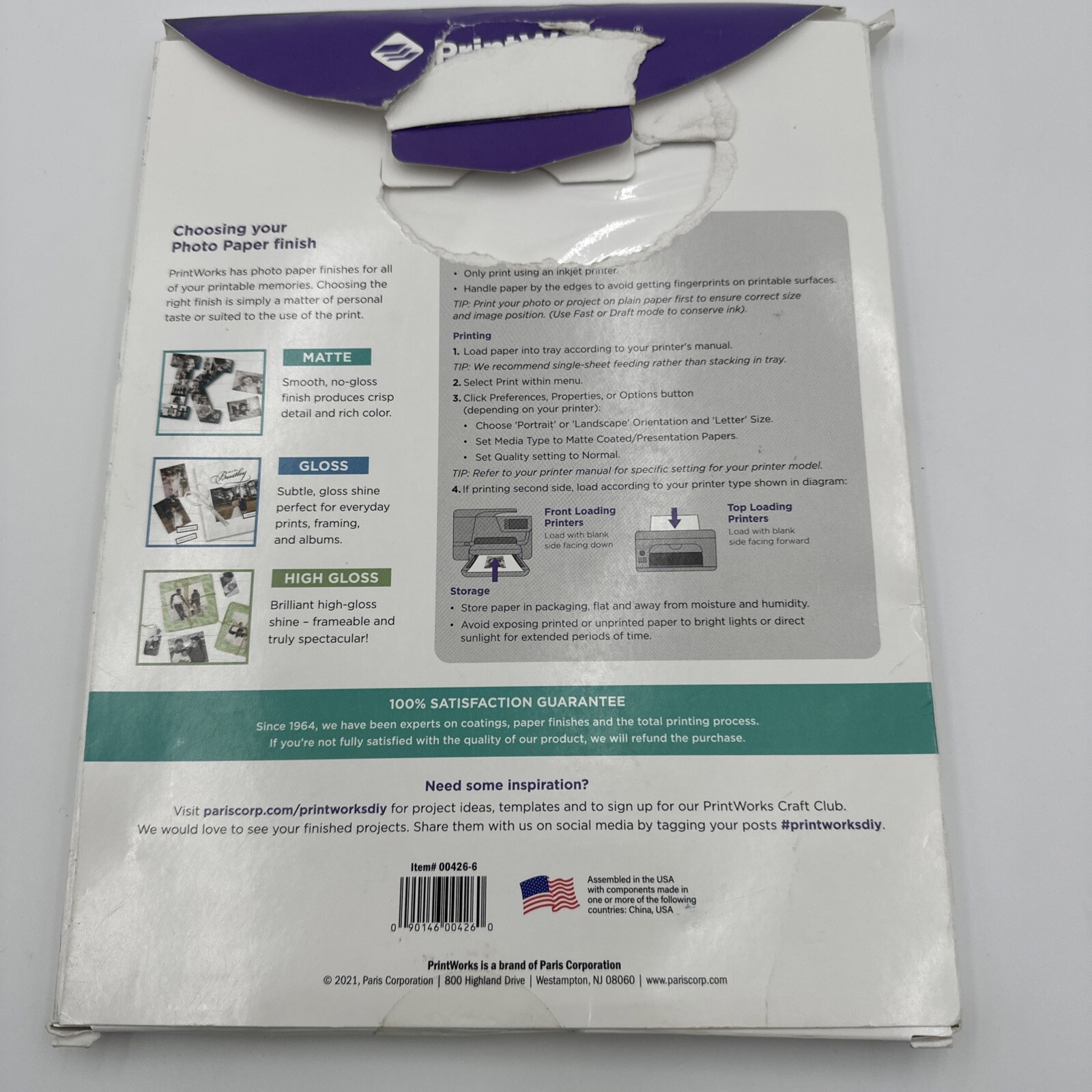Printworks Matte Photo Paper for Inkjet Printers Printable on Both Sides 80ct