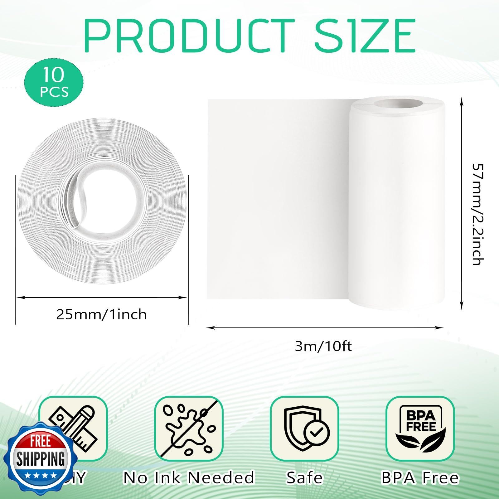 10 Rolls Mini Thermal Printer Sticker Paper, 57 X 25mm Self-Adhes
