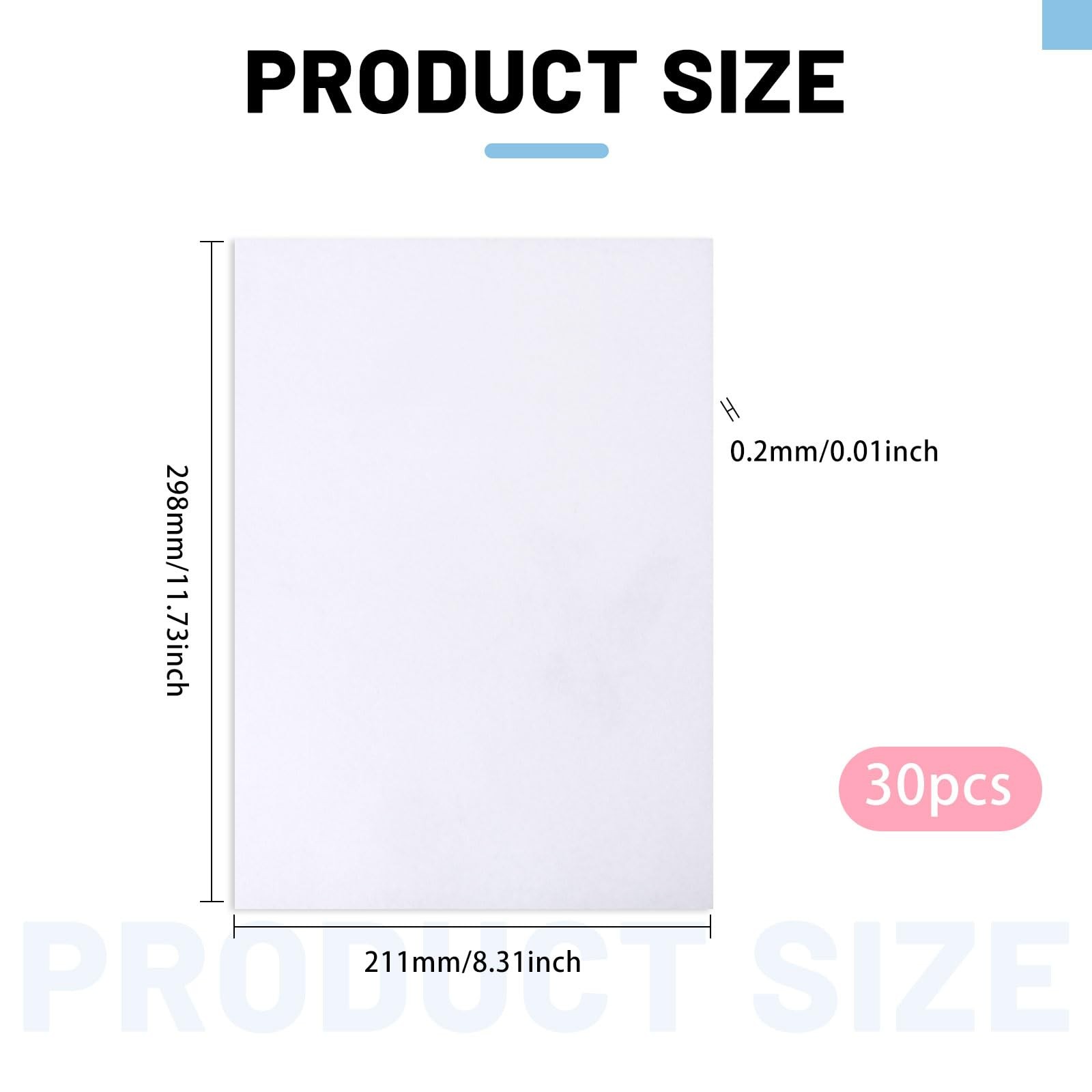 30 Sheets A4 Self Adhesive Printable Washi Sticker Paper Semi Transparent…
