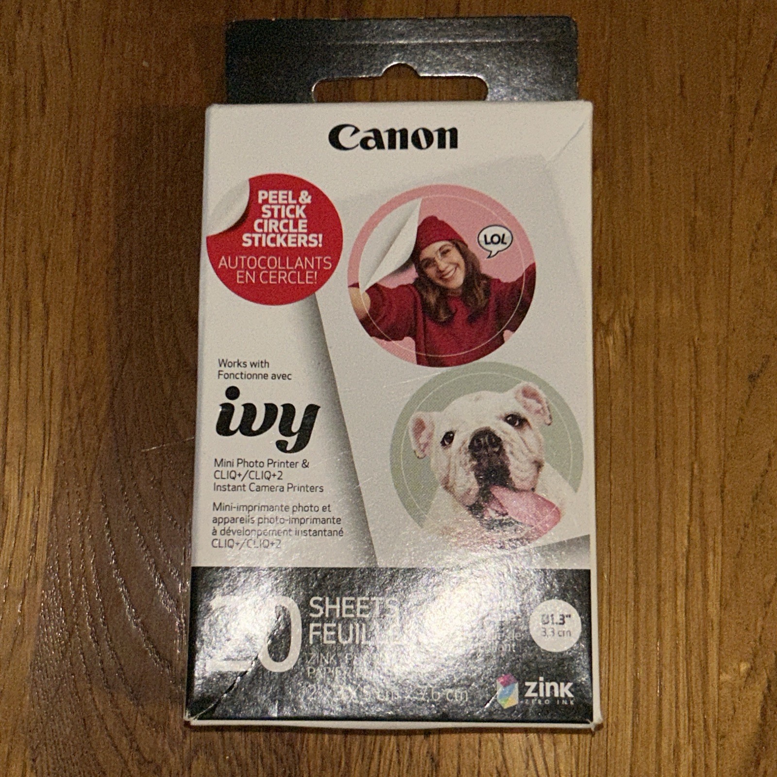 Canon ZINK Pre-Cut Circle Sticker Paper Pack – 20 Sheets – Adhesive 4967C001 B2