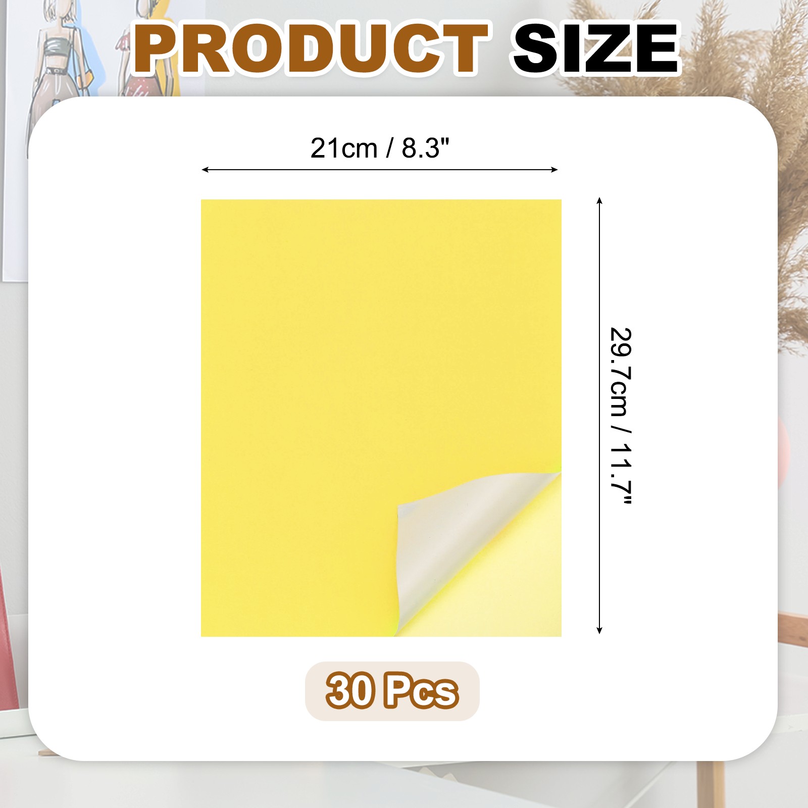 Printable Adhesive Paper 30 Sheets for Inkjet Printer, Yellow