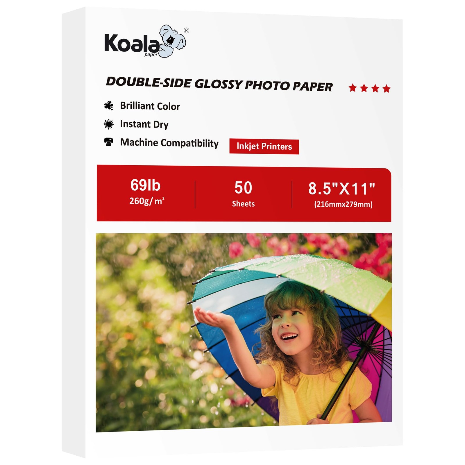 Koala Photo Paper 8.5X11 Inches Heavyweight Double Sided Glossy 50 Sheets 260…