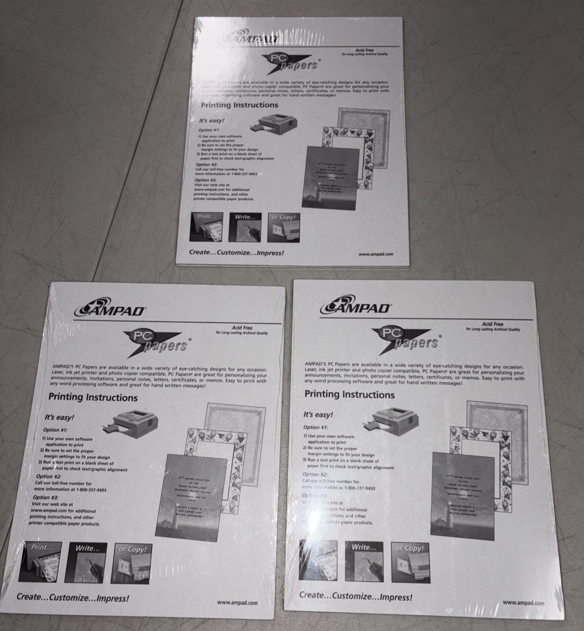 3 Pkgs Ampad Specialty Paper 8 ½” x 11″ Leaves # 35546 Total 75 Sheets New