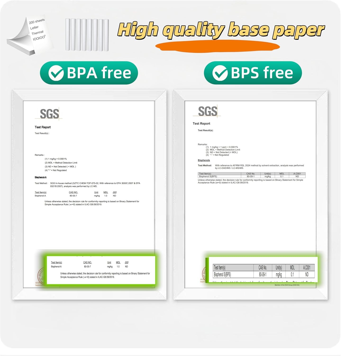 iooioo, 8 rolls, thermal printer paper 8.5×11 Letter, 8 3 years, white
