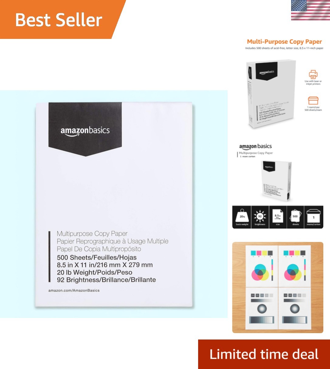 8.5×11 Jam-Free Multipurpose Copy Paper, 500 Sheets, 20lb, Bright White