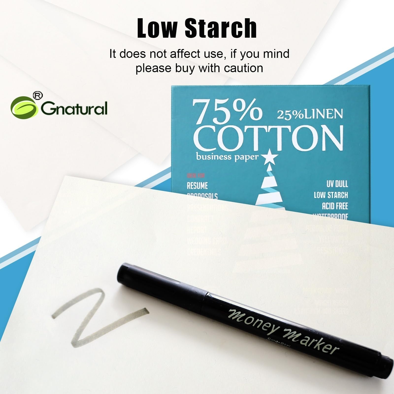 75 Cotton 25 Linen Business Paper 8.5×11 Inkjet Waterproof White Copy 100 Sheet