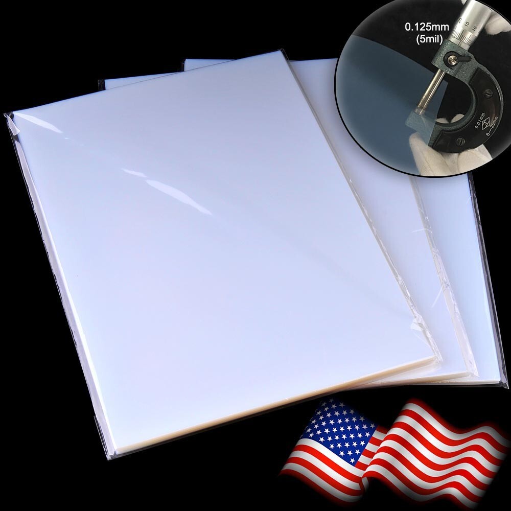 50 sheets，Waterproof Quick Dry Milky Inkjet Screen Printing Film 8.5 x 14 inch
