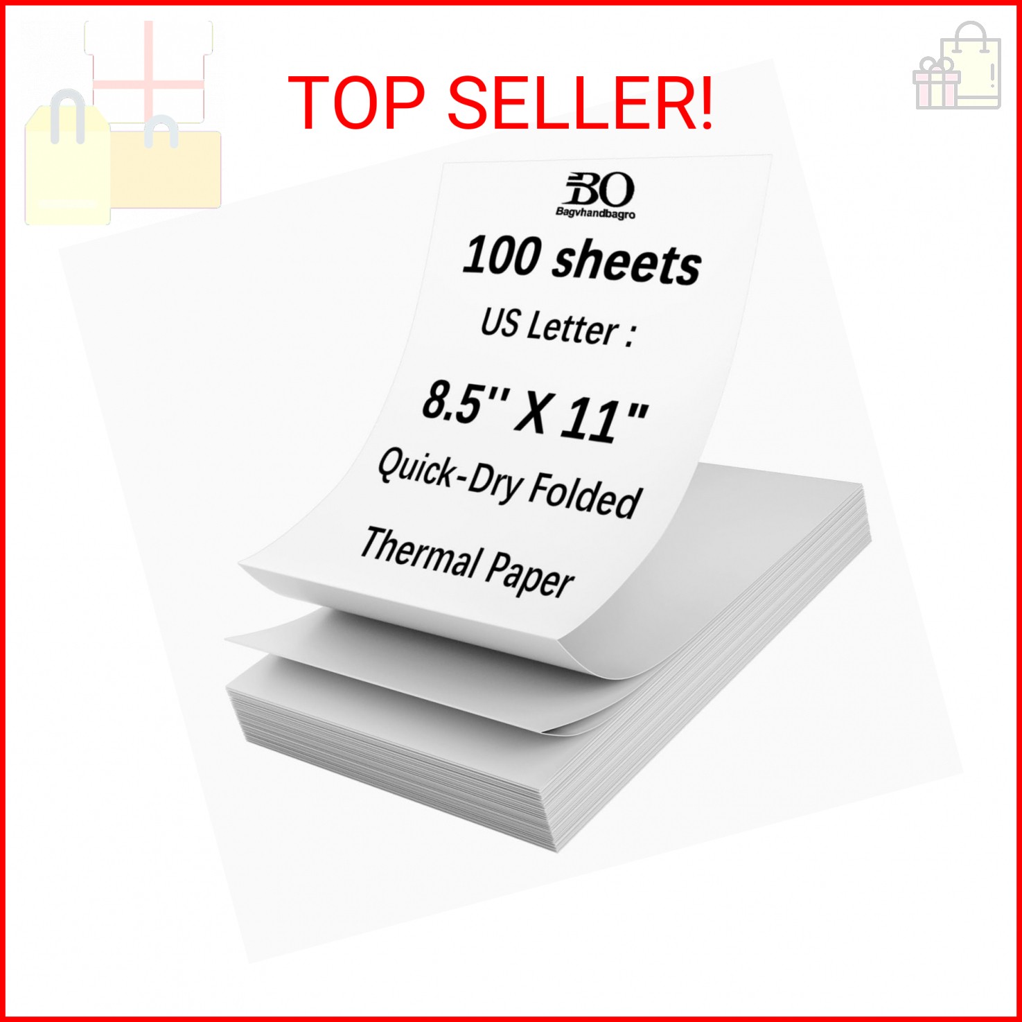 Thermal Printer Paper 8.5 x 11 Inch, 100 Sheets US Letter Size Thermal Paper, Co