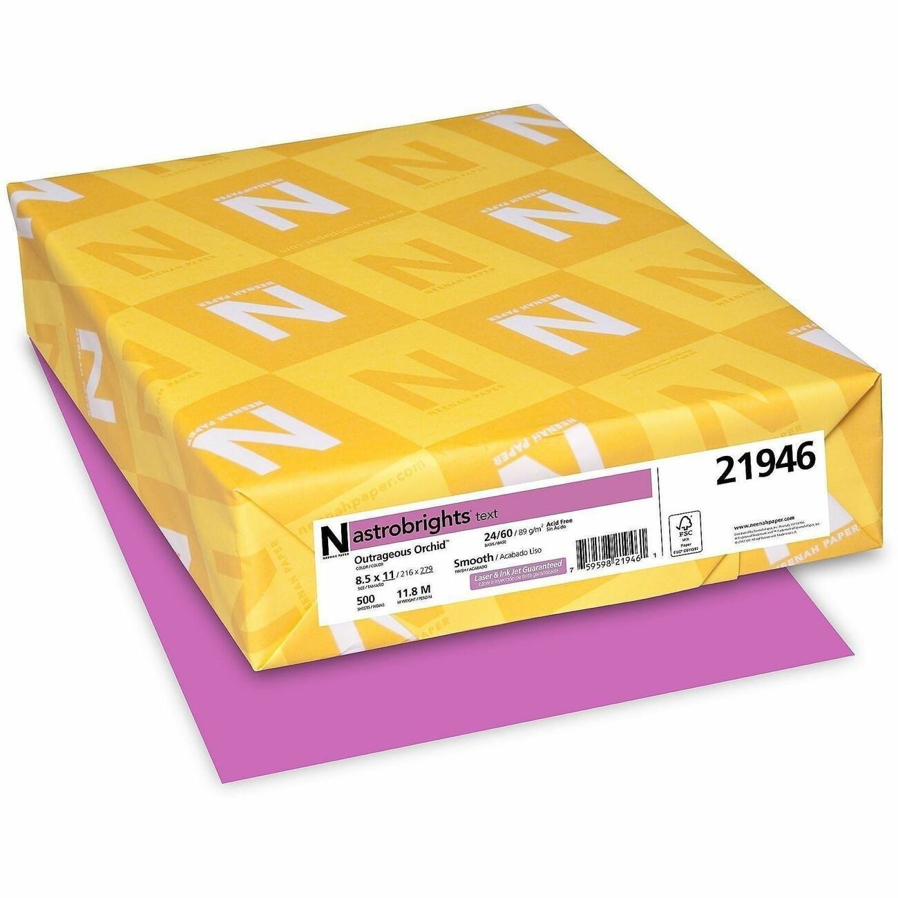 Neenah Paper WAU21946 Astrobrights 24lb Colored Paper 500 Sheets Orchid