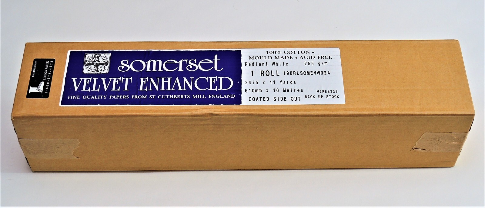 24″ X 33′ LEGION SOMERSET VELVET ENHANCED RADIANT WHITE 255 G INKJET PAPER – NEW