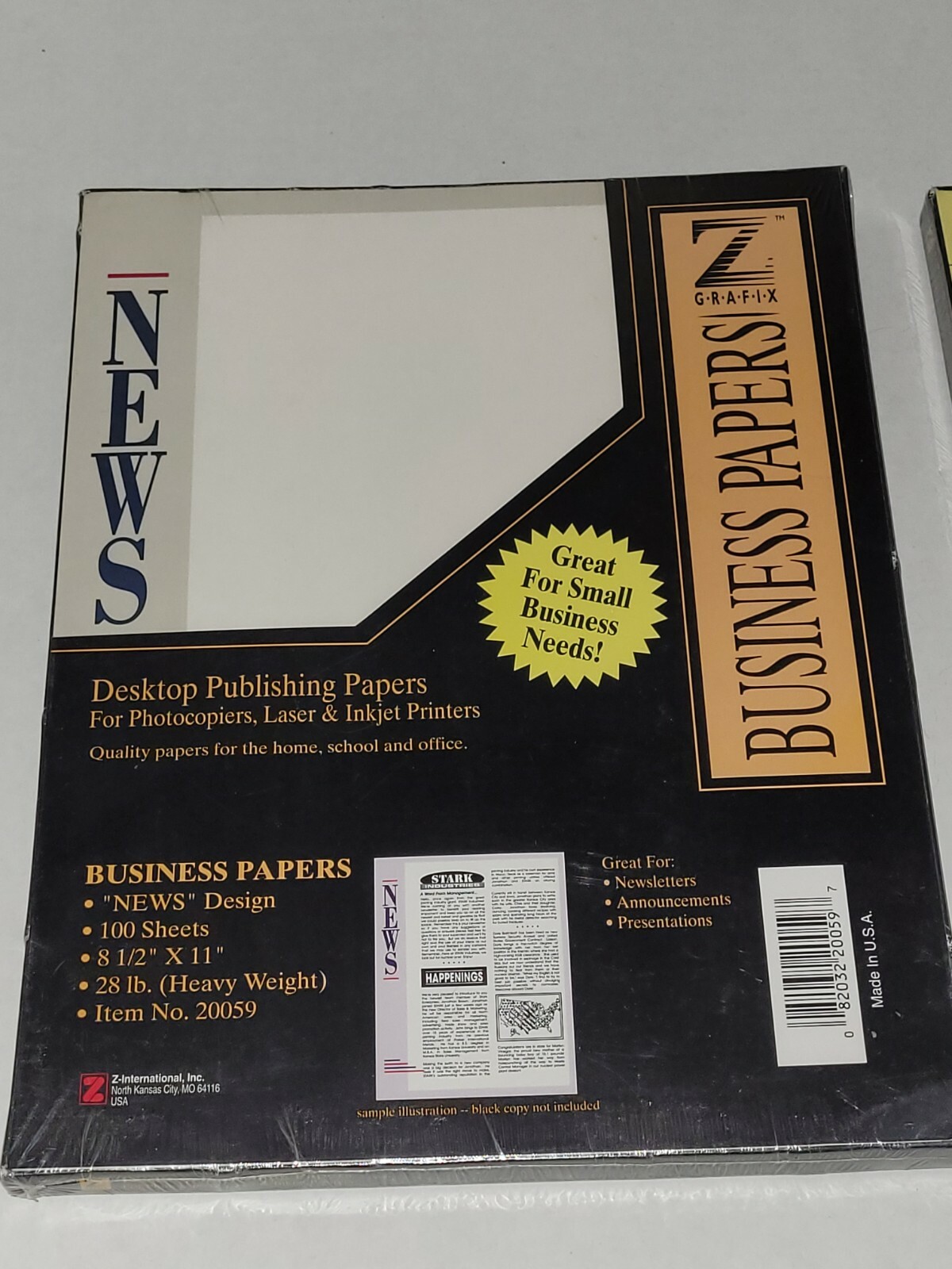 Lot of 2 – Z Grafix Desktop Publishing Business Papers Memo & News 8 1/2” x 11”