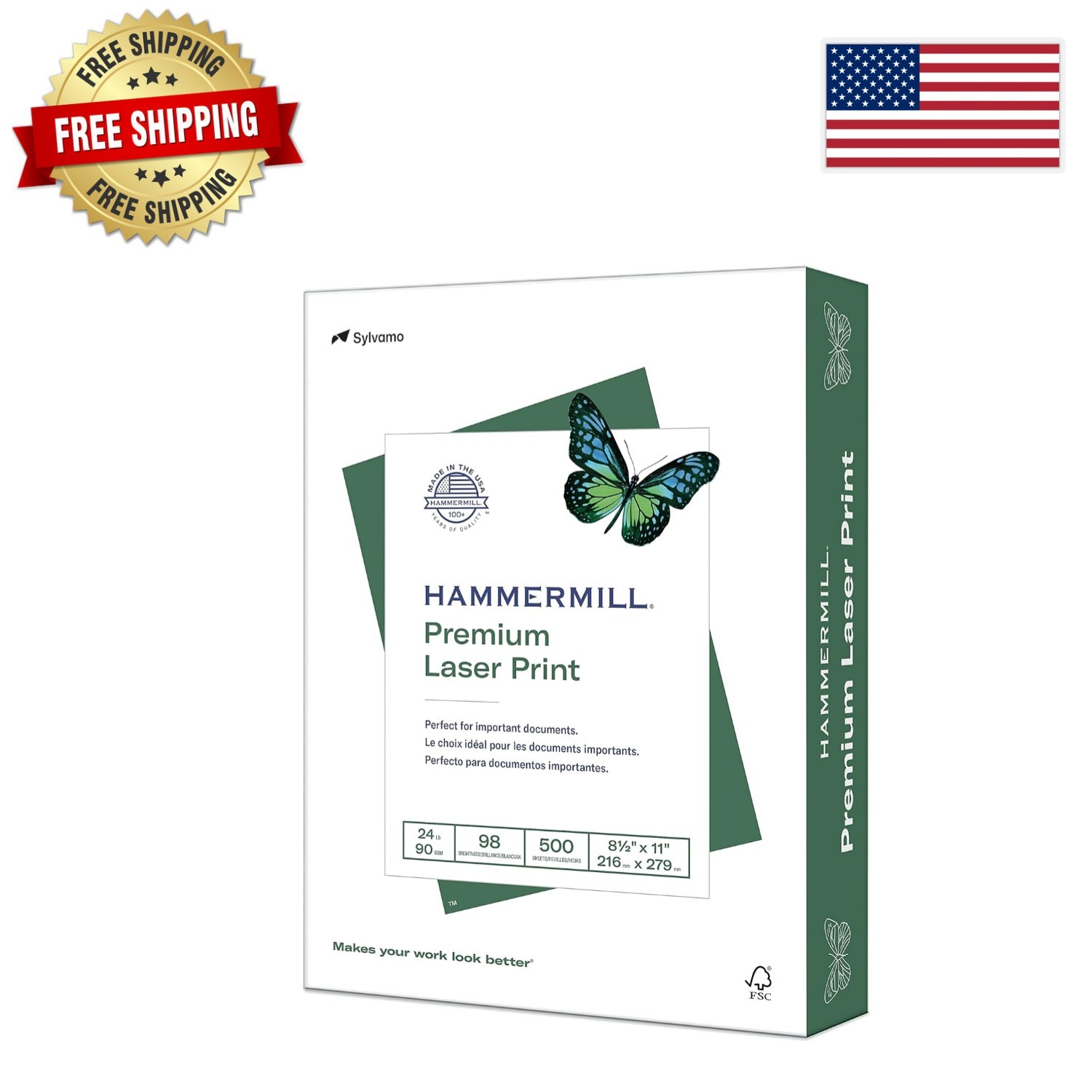 Bulk 24lb White Laser Printer Paper – 500 Sheets, Smooth Finish, Acid-Free