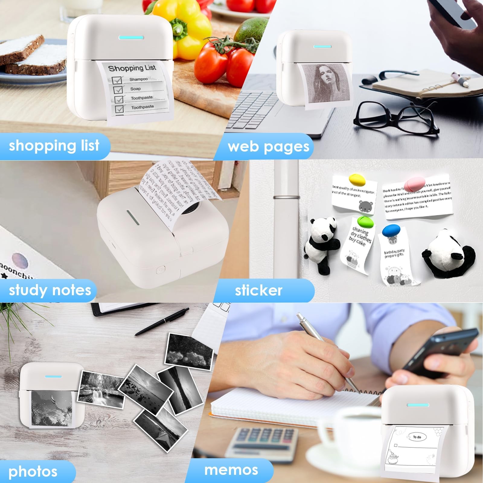 10 Rolls Thermal Inkless Printing Paper for Mini Sticker Receipt Printer Port…