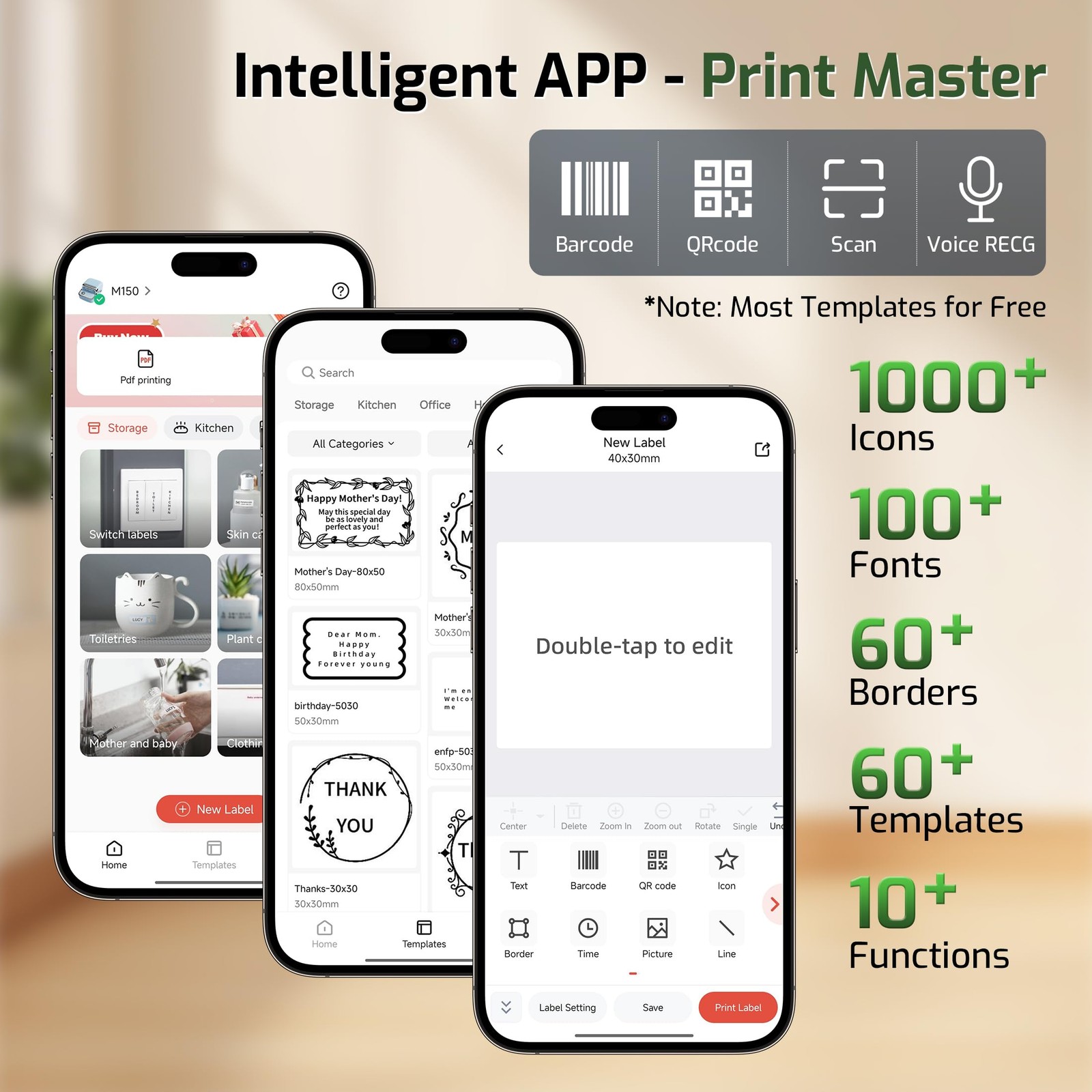 Phomemo M150 Label Maker, Bluetooth Thermal Maker 2 Inch (Small), Green
