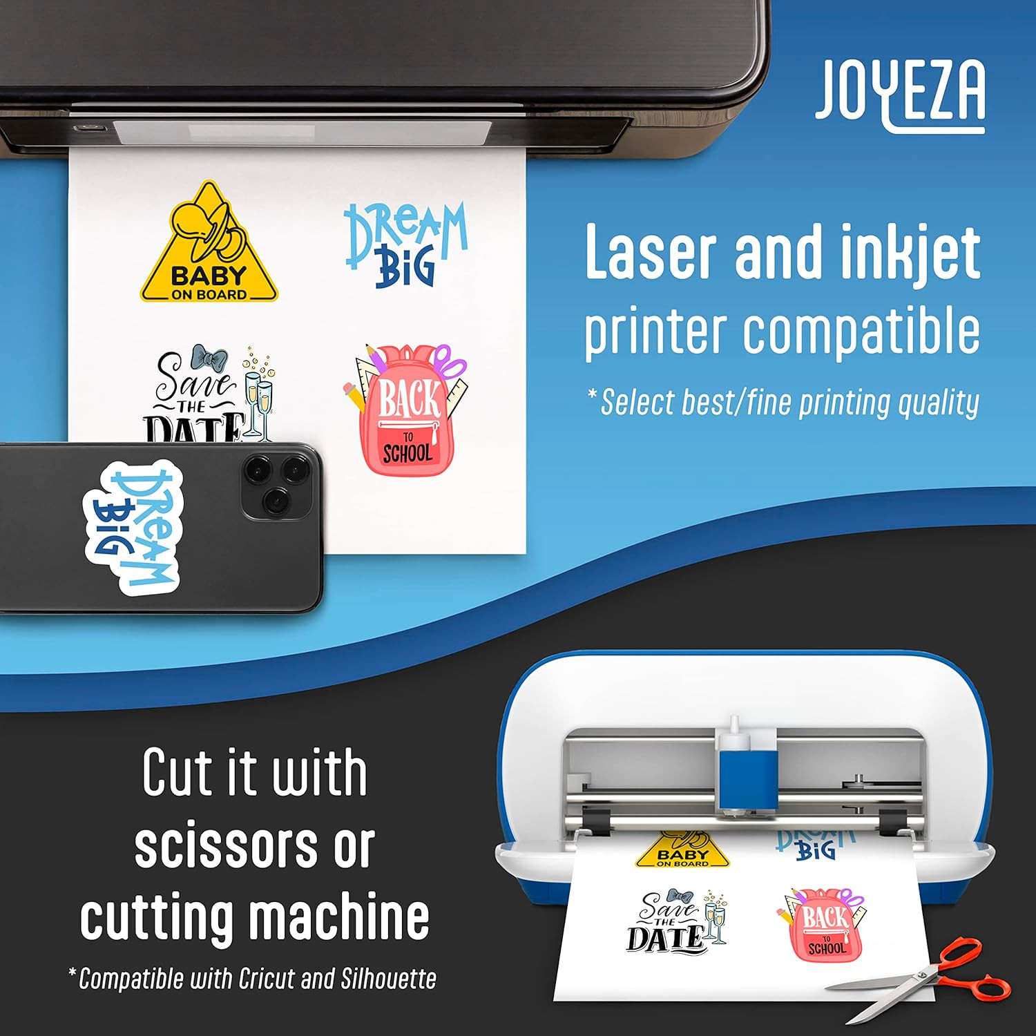 Premium Printable Vinyl Sticker Paper for Inkjet Printer – 25 Sheets Glossy Whit