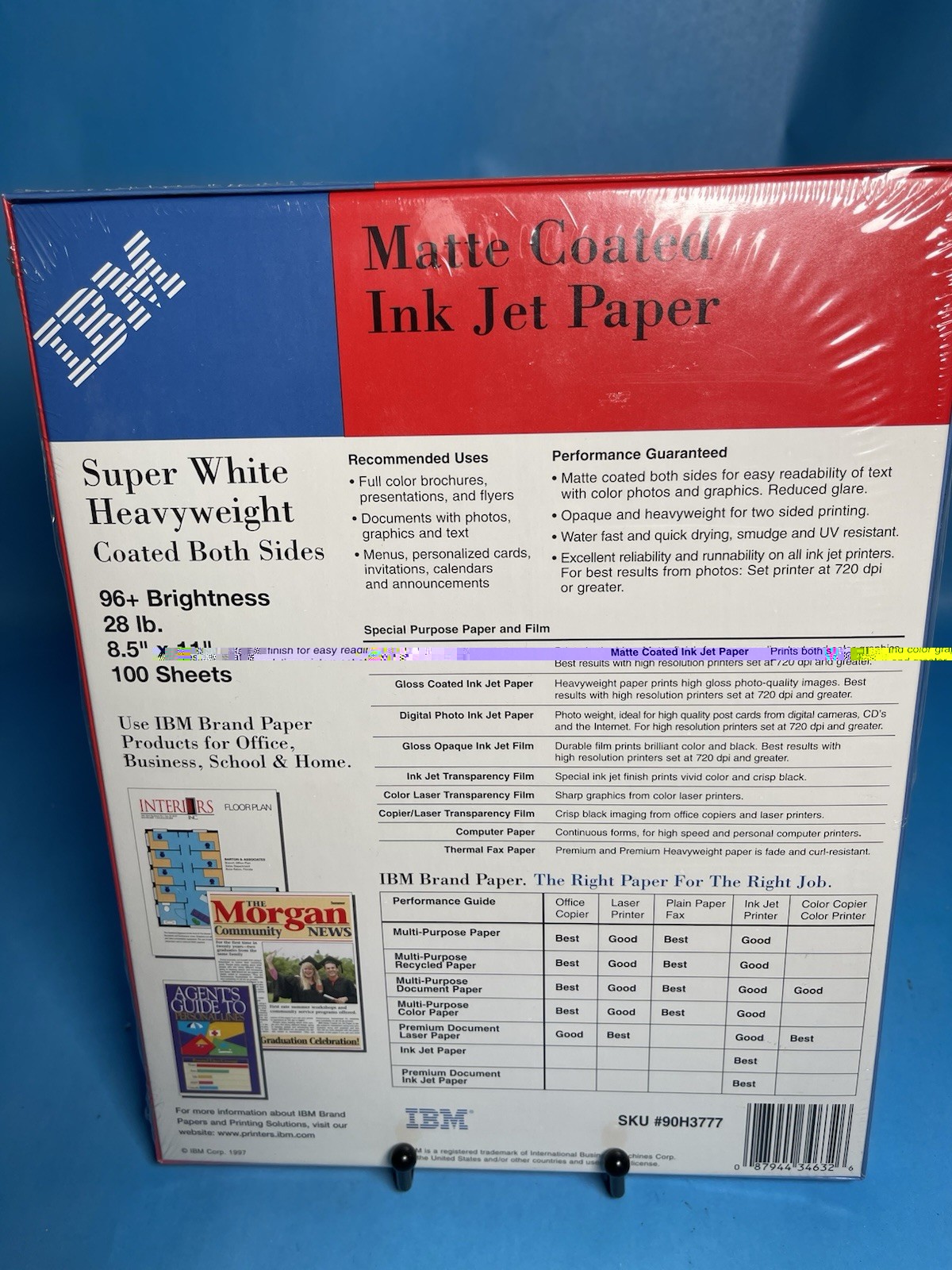 IBM Matte Coated Ink Jet Paper 28lb 8.5×11 100 Sheets Sealed NOS