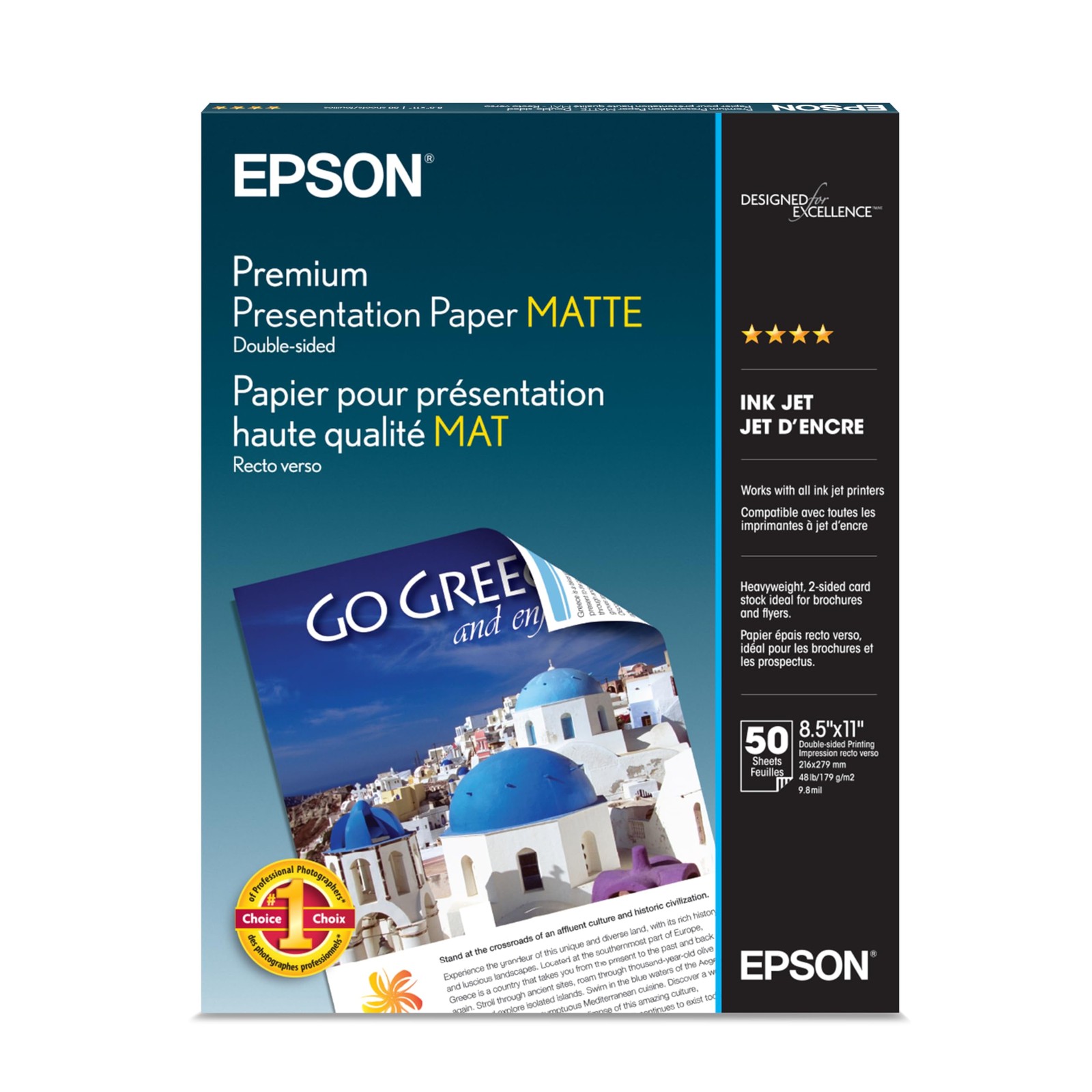 Premium Presentation Paper MATTE 8.5×11 Inches, Doublesided, 50 Sheets S04156…