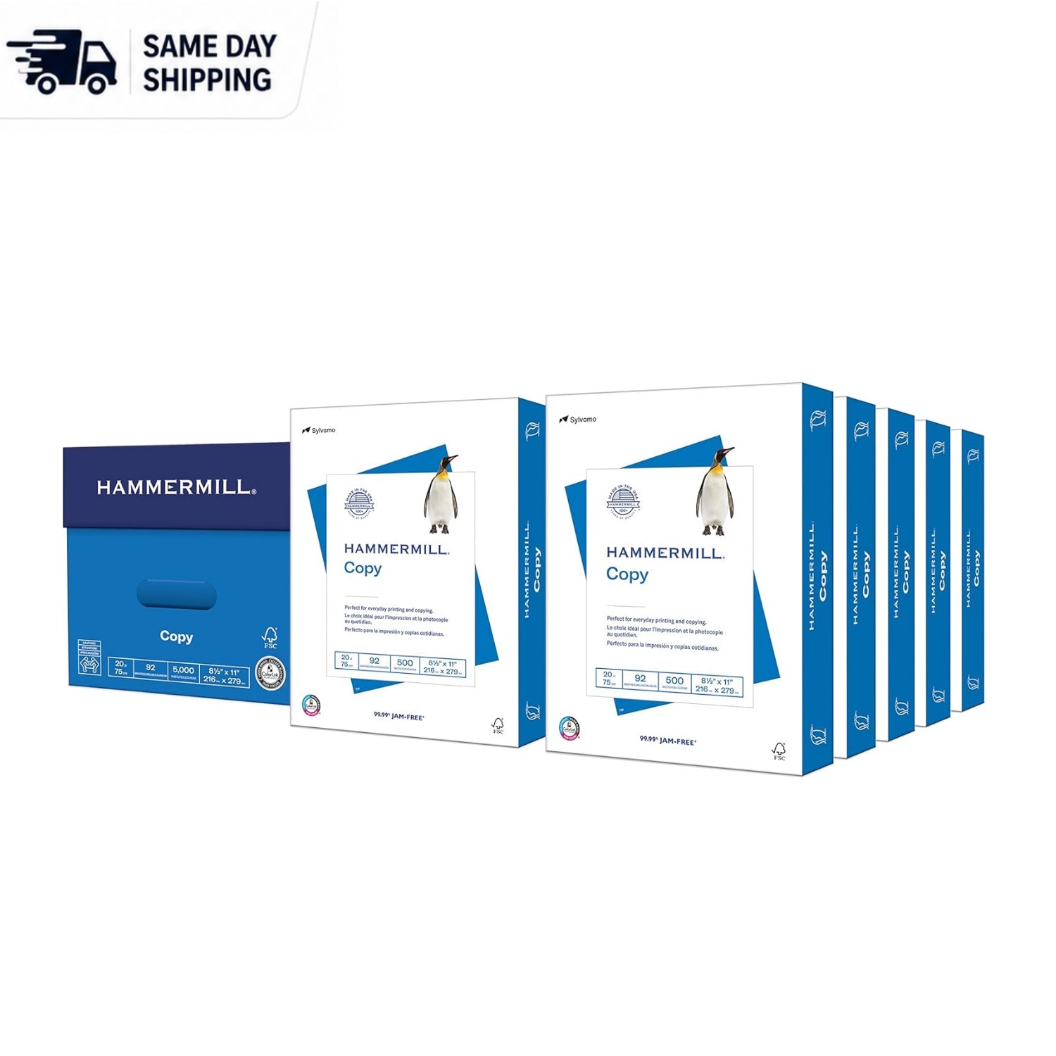 20 lb Copy Paper, 5,000 Sheets, 92 Bright – Perfect for All Printers