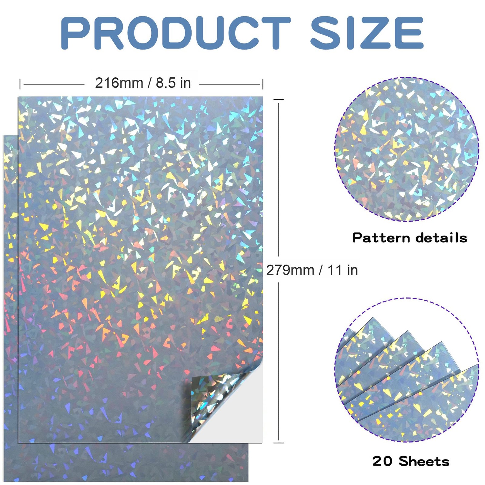 20 Sheets Printable Holographic Sticker for Inkjet & Laser Printer Holographi…