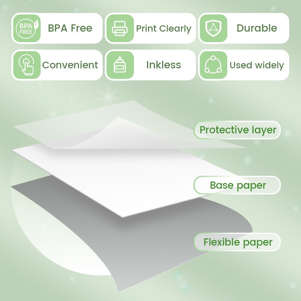 3 Rolls Thermal Paper Sticker Self-adhesive 50mm*3.5m for Phomemo T02 Printer