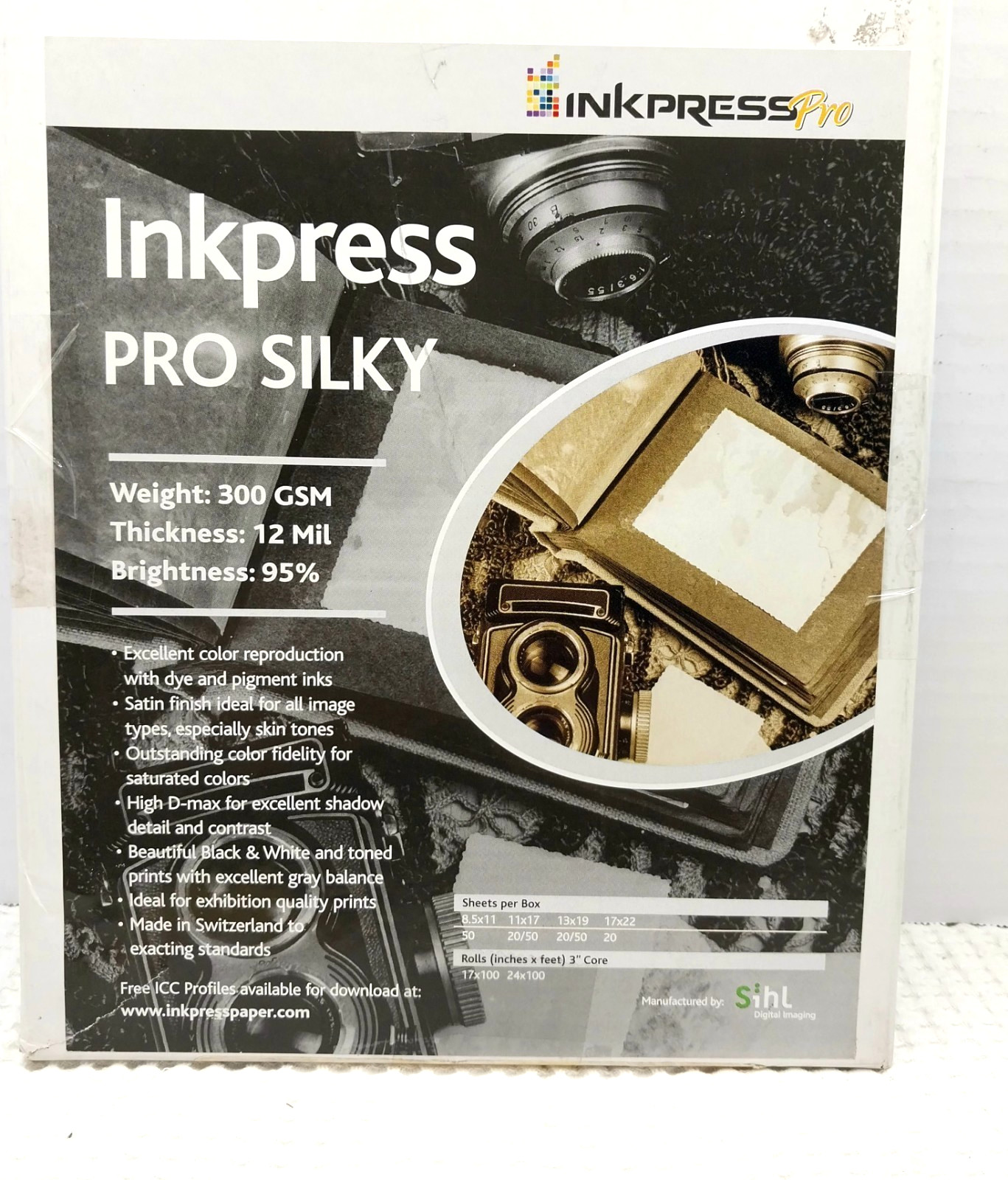 Inkpress Pro Silky Inkjet Photo Paper, 300gsm, 12mil, 95% Bright, 8.5 “x 11” 50P