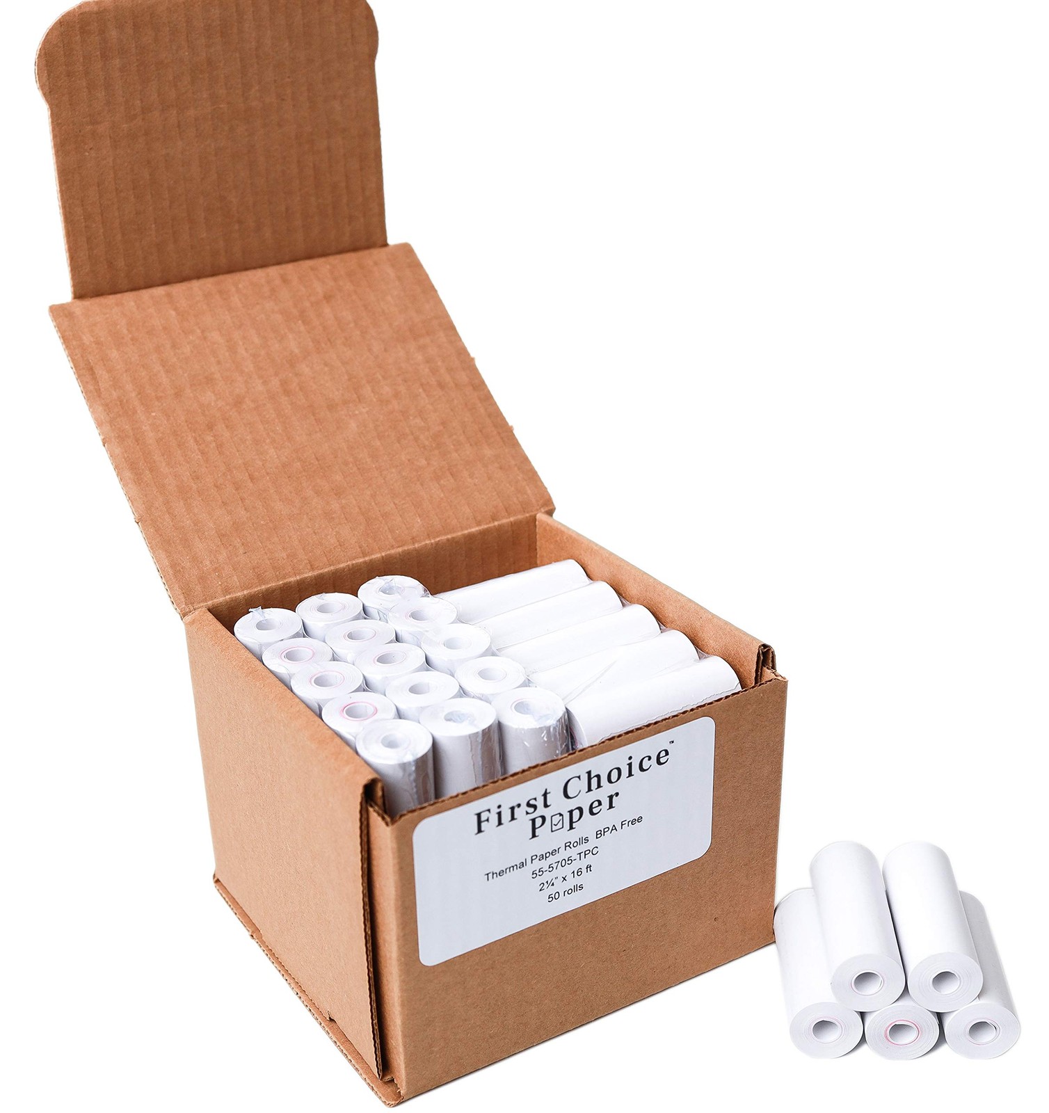 First Choice Paper, 2 1/4″ x 16′ Coreless Thermal Paper 2 x 16 ft, White