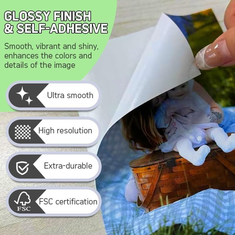 Vivid Glossy Inkjet Printable Sticker Paper, 4×6 Inches, 50 Sheets
