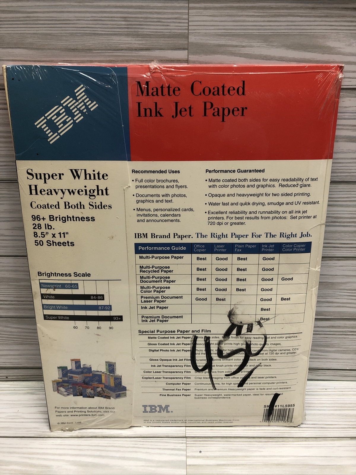 NEW ~ IBM Photo Quality Matte Coated Inkjet Paper ~ 96+ Bright ~ 28lb 50 Sheets