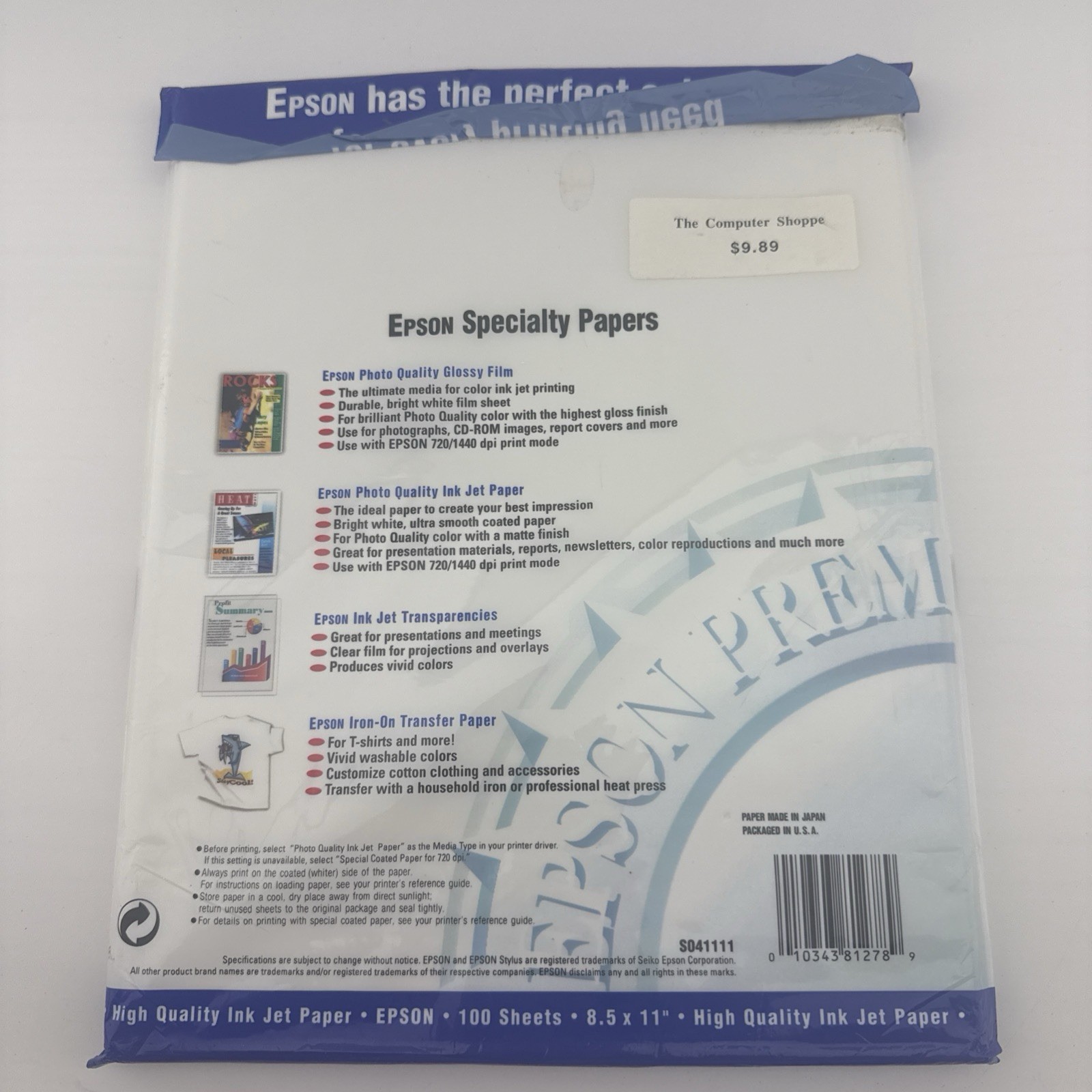 Epson High Quality Inkjet Paper Matte Letter 8.5 x 11 100 Sheets S041111