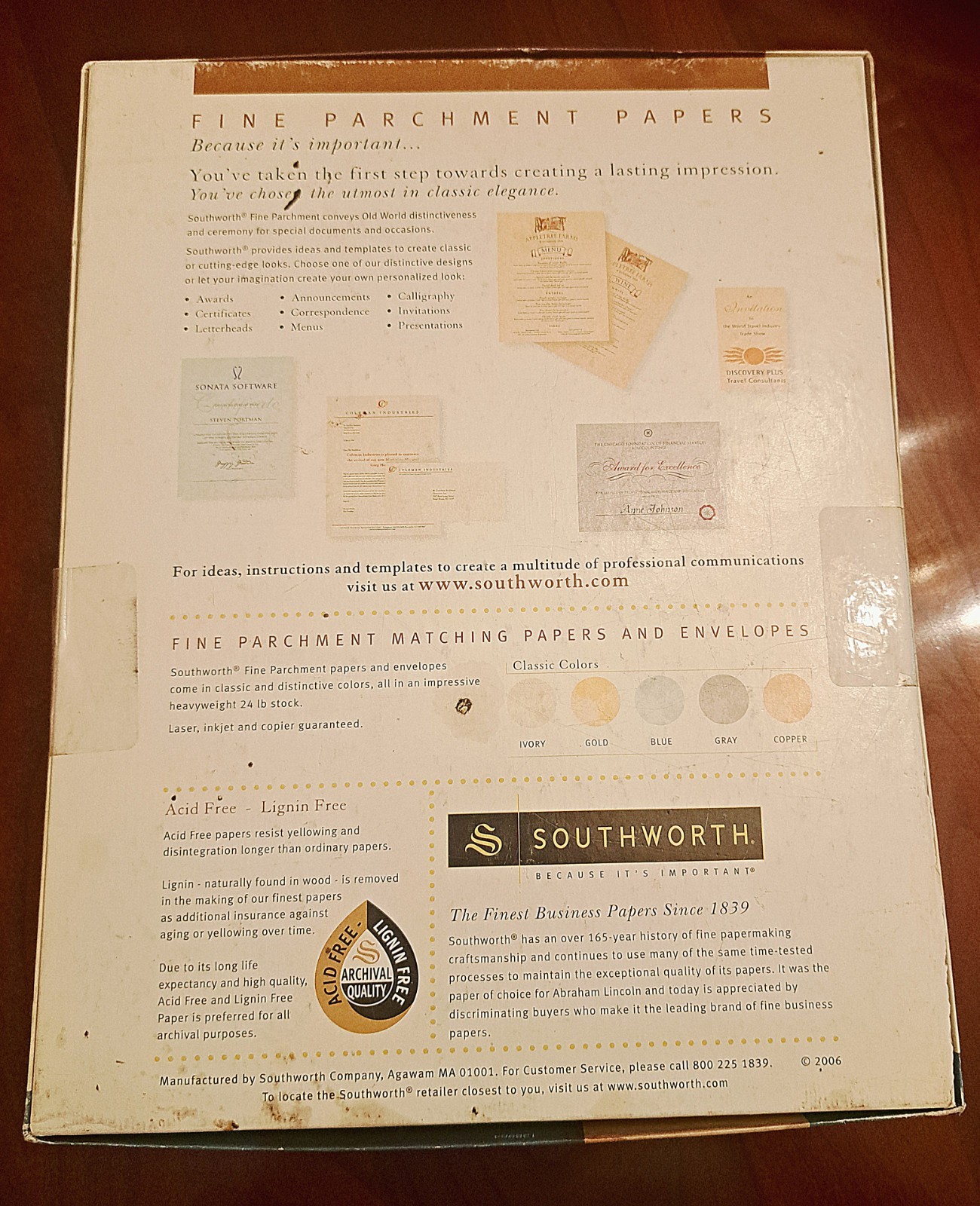 Southworth Fine Parchment Paper 8.5×11 24lb Ivory 500 Sheets